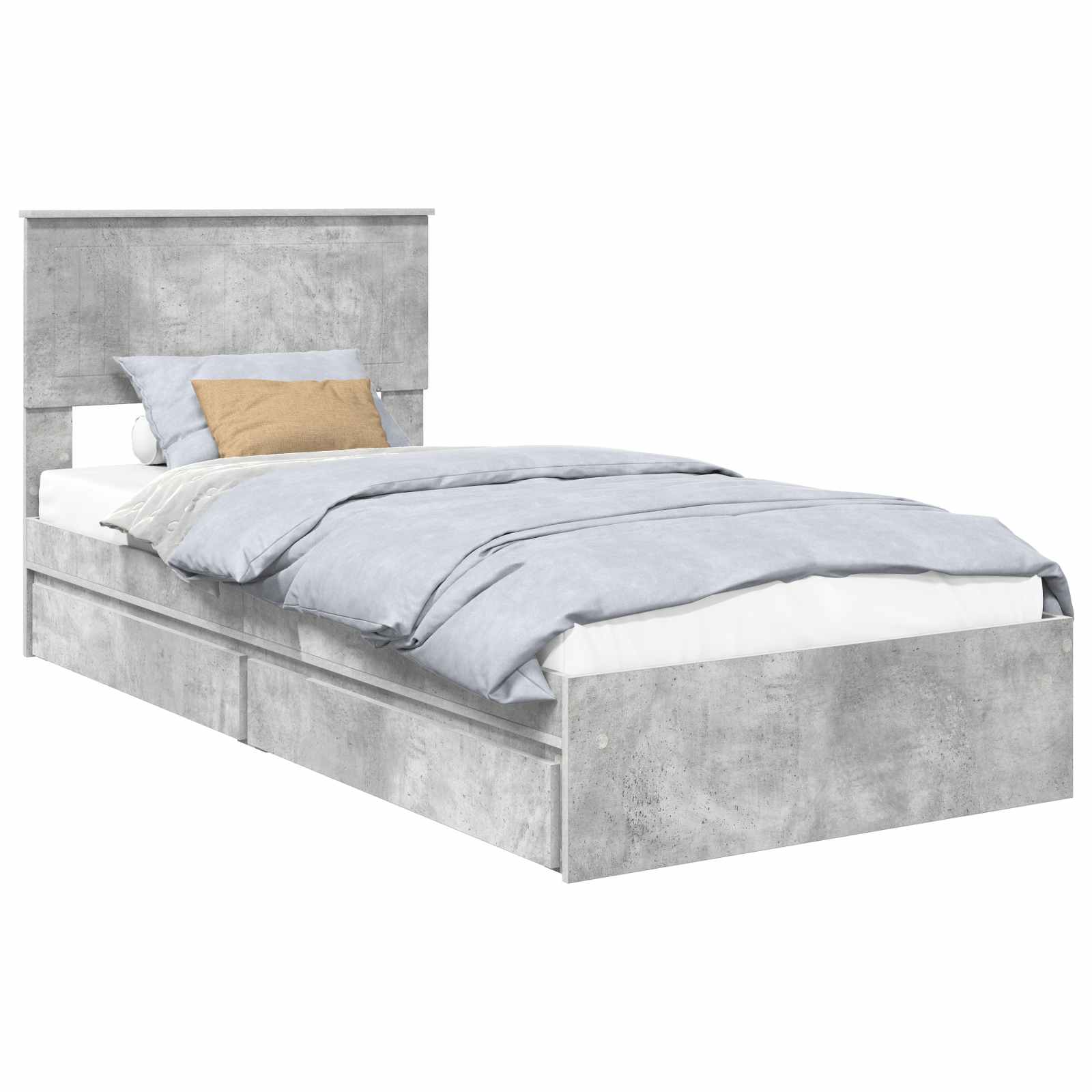 Opslag bed met hoofdeinde Beton Grijs 90 x 190 cm Bewerkt hout is nu te koop bij PeponiXL, paradijselijk wonen!
