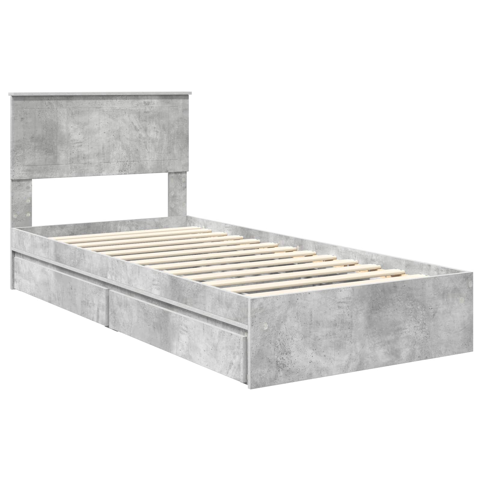 Opslag bed met hoofdeinde Beton Grijs 90 x 190 cm Bewerkt hout is nu te koop bij PeponiXL, paradijselijk wonen!
