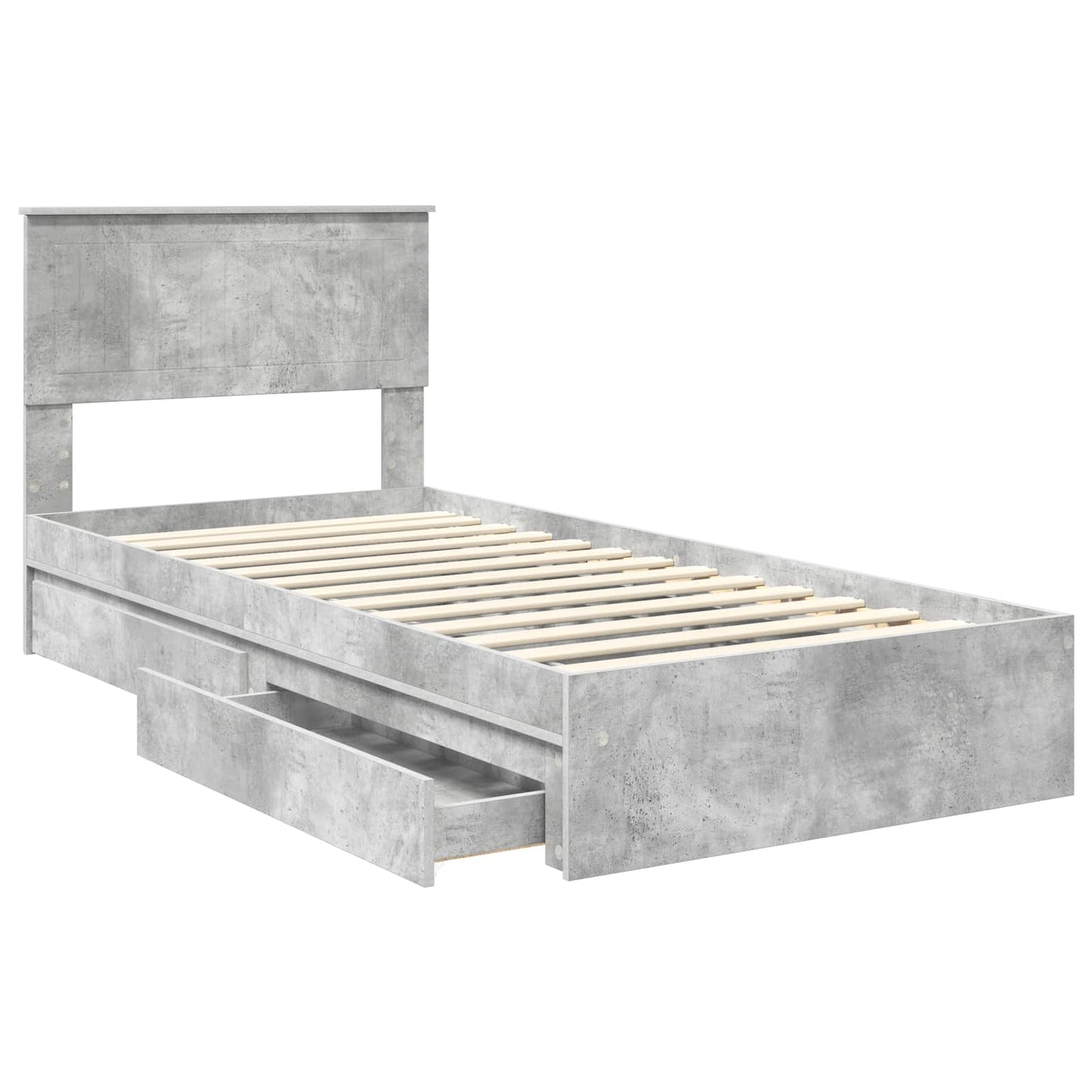 Opslag bed met hoofdeinde Beton Grijs 90 x 190 cm Bewerkt hout is nu te koop bij PeponiXL, paradijselijk wonen!