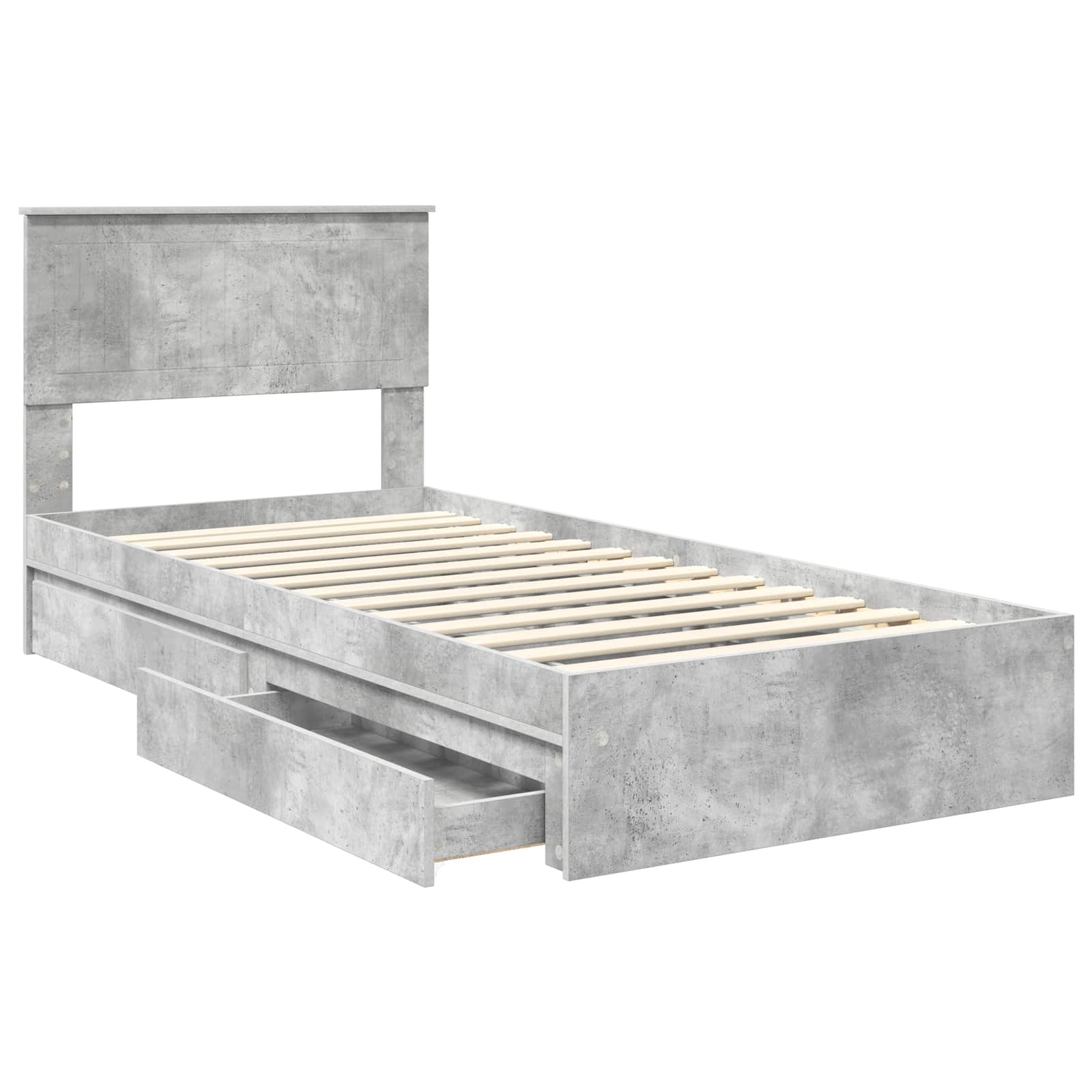 Opslag bed met hoofdeinde Beton Grijs 90 x 190 cm Bewerkt hout is nu te koop bij PeponiXL, paradijselijk wonen!