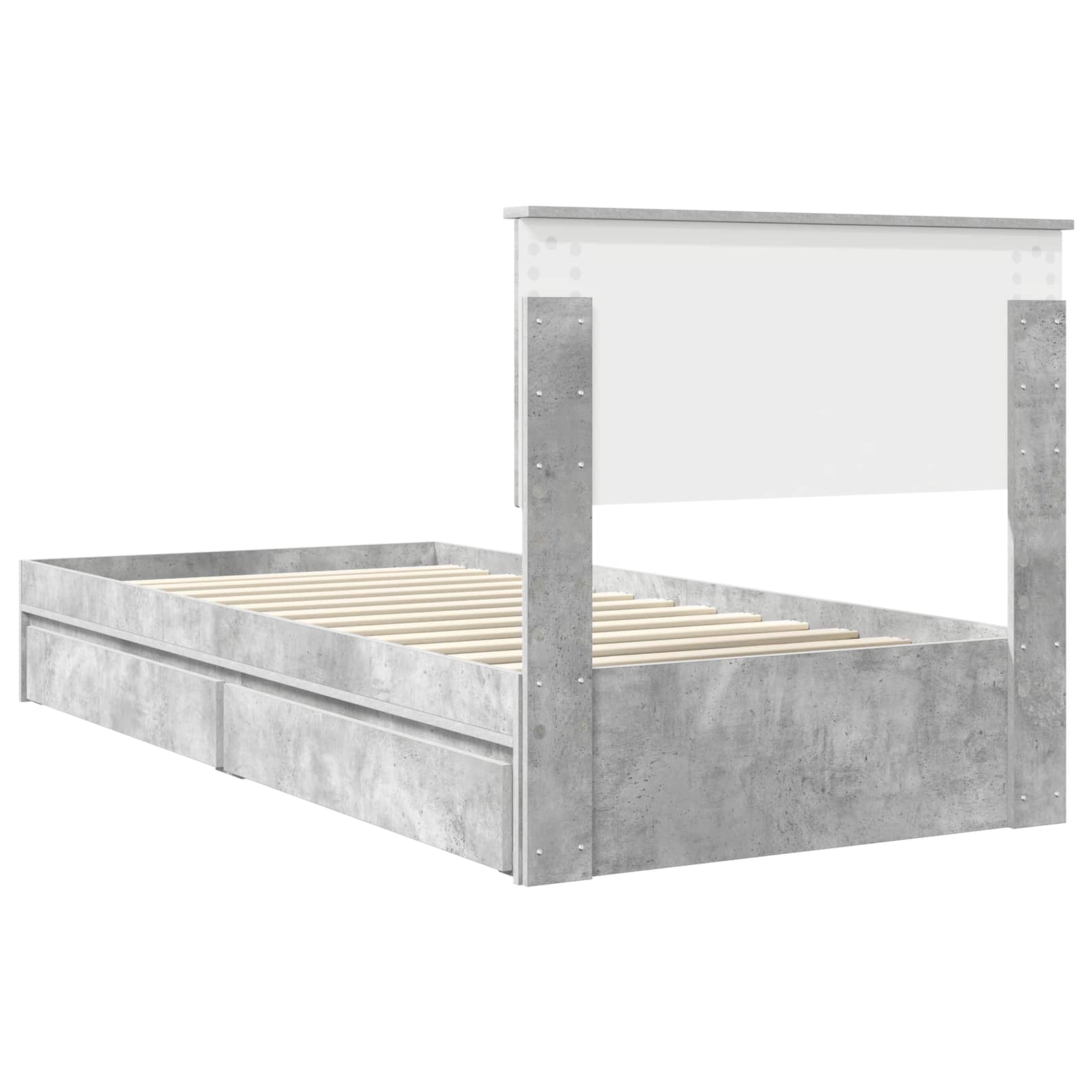 Opslag bed met hoofdeinde Beton Grijs 90 x 190 cm Bewerkt hout is nu te koop bij PeponiXL, paradijselijk wonen!