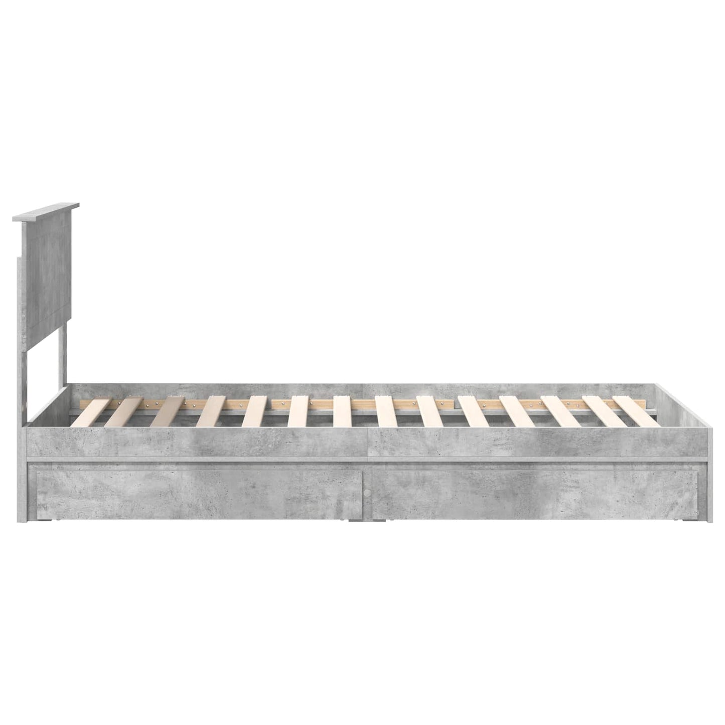 Opslag bed met hoofdeinde Beton Grijs 90 x 190 cm Bewerkt hout is nu te koop bij PeponiXL, paradijselijk wonen!