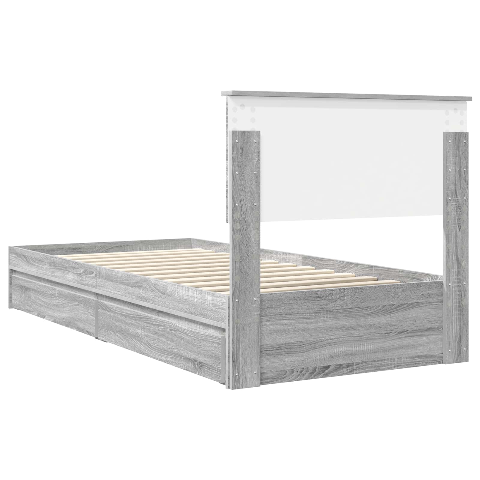 Opslag bed met hoofdeinde Grijs Sonoma 90 x 190 cm Bewerkt hout is nu te koop bij PeponiXL, paradijselijk wonen!