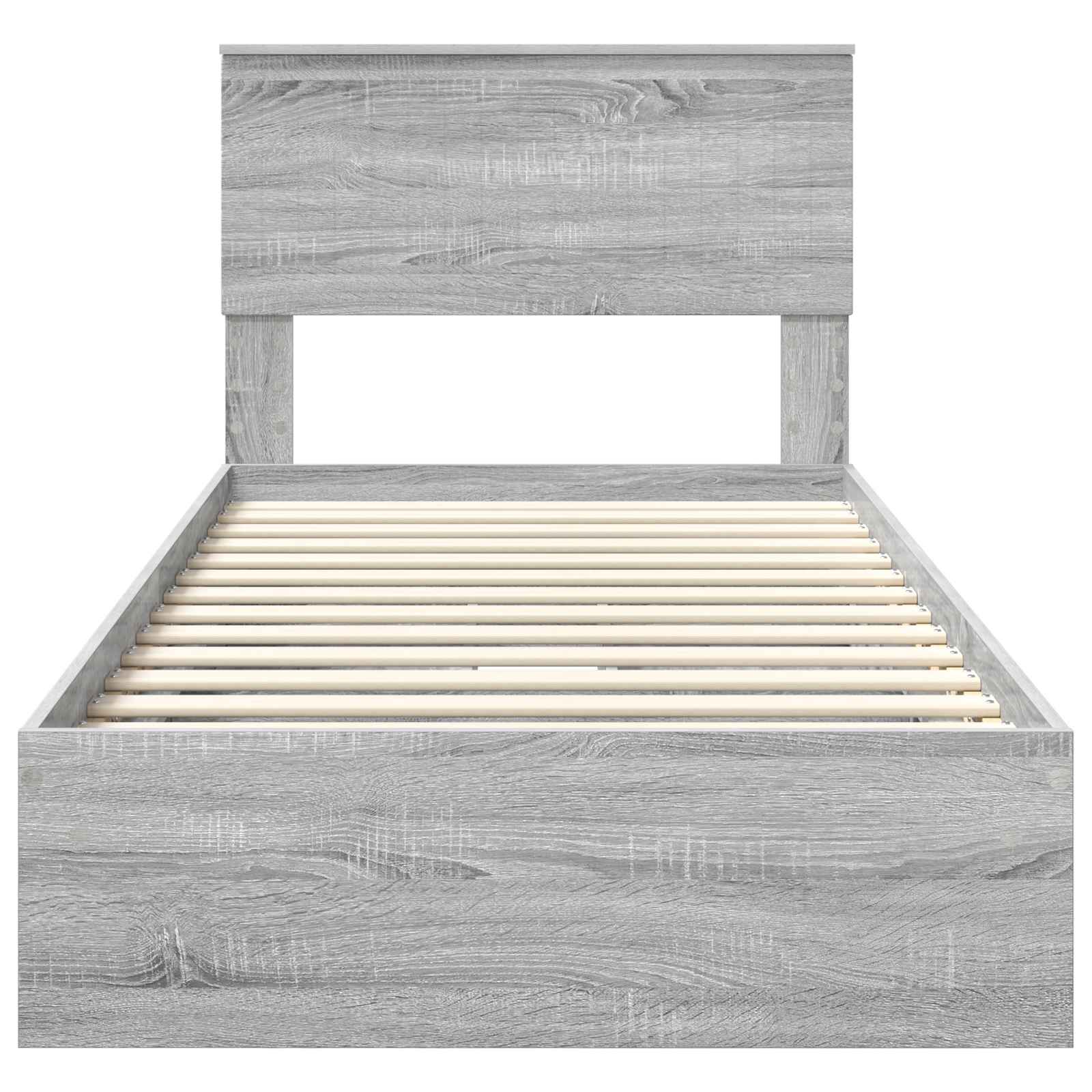 Opslag bed met hoofdeinde Grijs Sonoma 90 x 190 cm Bewerkt hout is nu te koop bij PeponiXL, paradijselijk wonen!