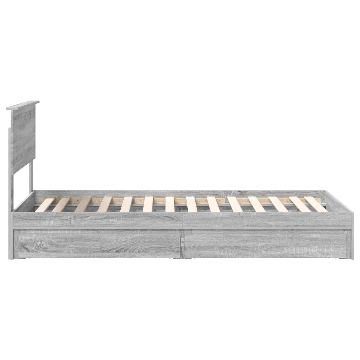 Opslag bed met hoofdeinde Grijs Sonoma 90 x 190 cm Bewerkt hout is nu te koop bij PeponiXL, paradijselijk wonen!