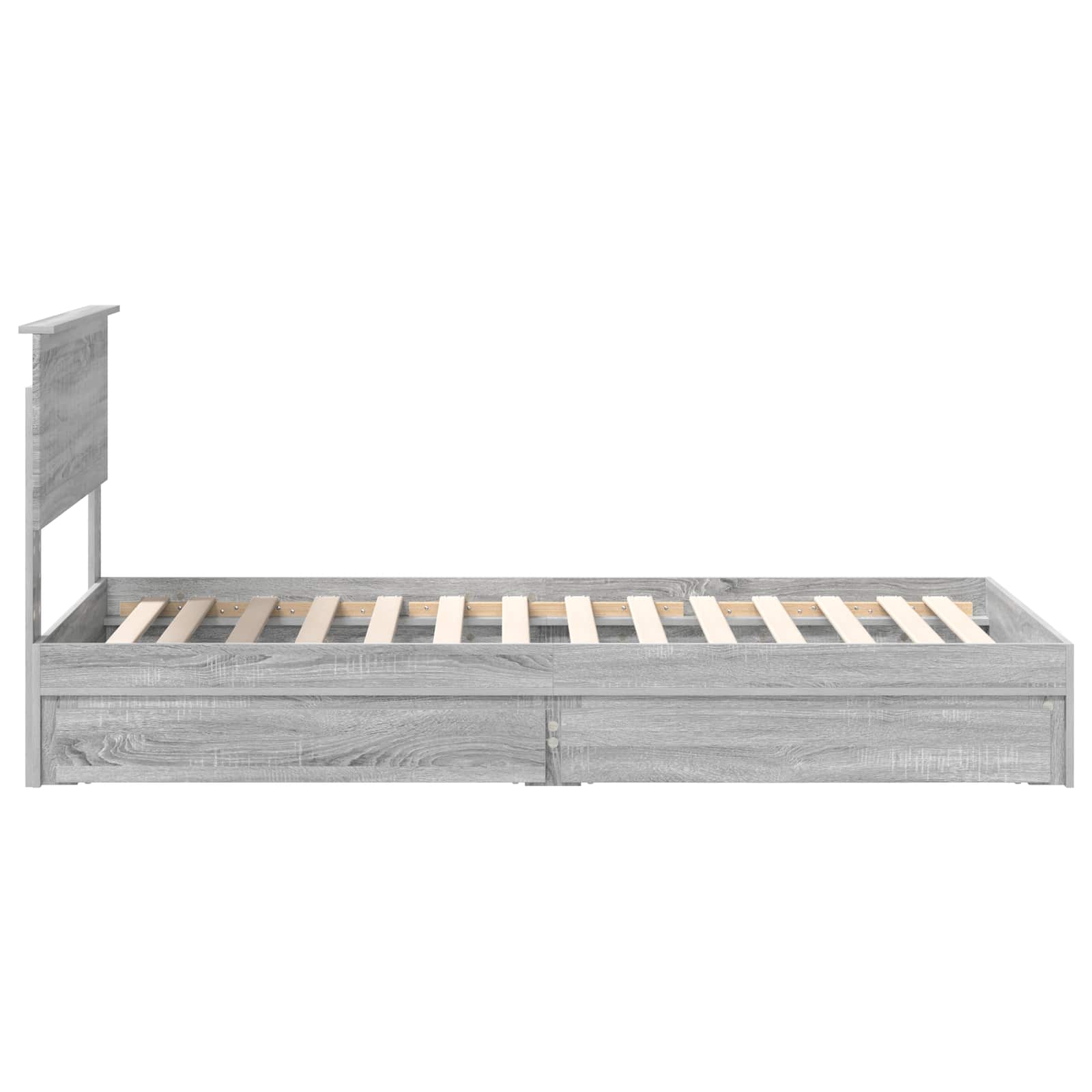 Opslag bed met hoofdeinde Grijs Sonoma 90 x 190 cm Bewerkt hout is nu te koop bij PeponiXL, paradijselijk wonen!