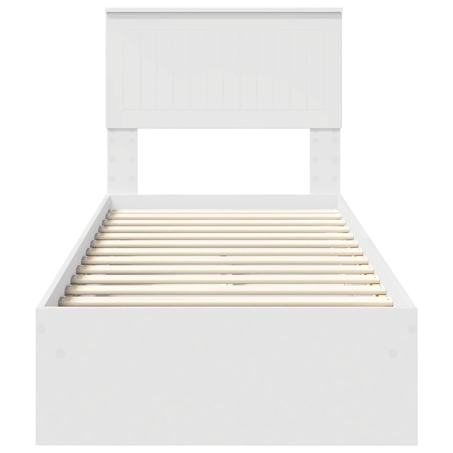 Opslag bed met hoofdeinde met lade Wit 75 x 190 cm Bewerkt hout is nu te koop bij PeponiXL, paradijselijk wonen!