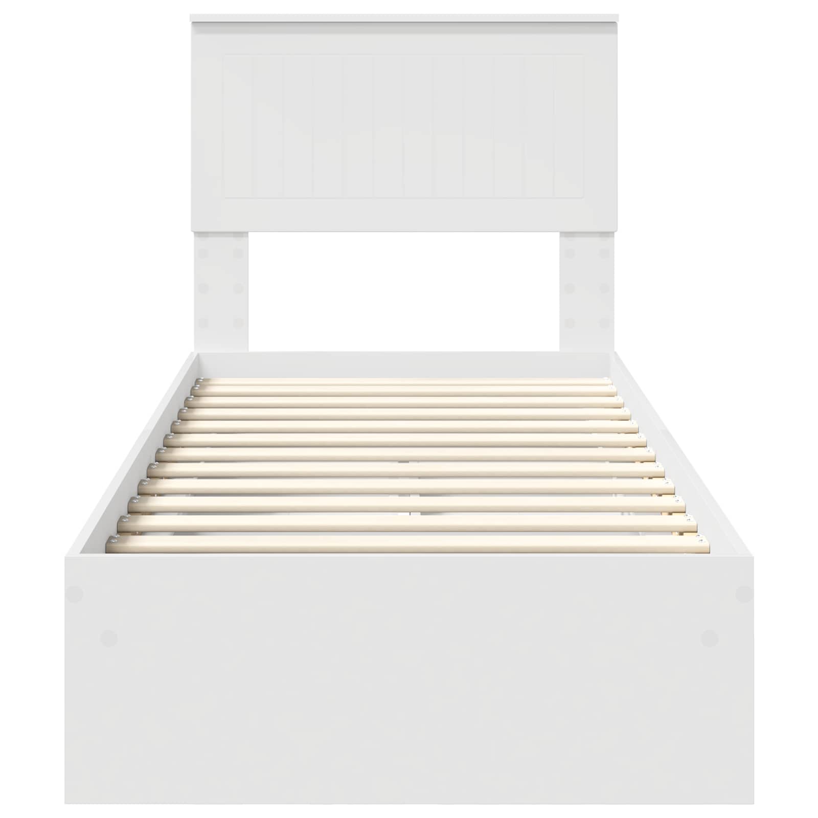 Opslag bed met hoofdeinde met lade Wit 75 x 190 cm Bewerkt hout is nu te koop bij PeponiXL, paradijselijk wonen!