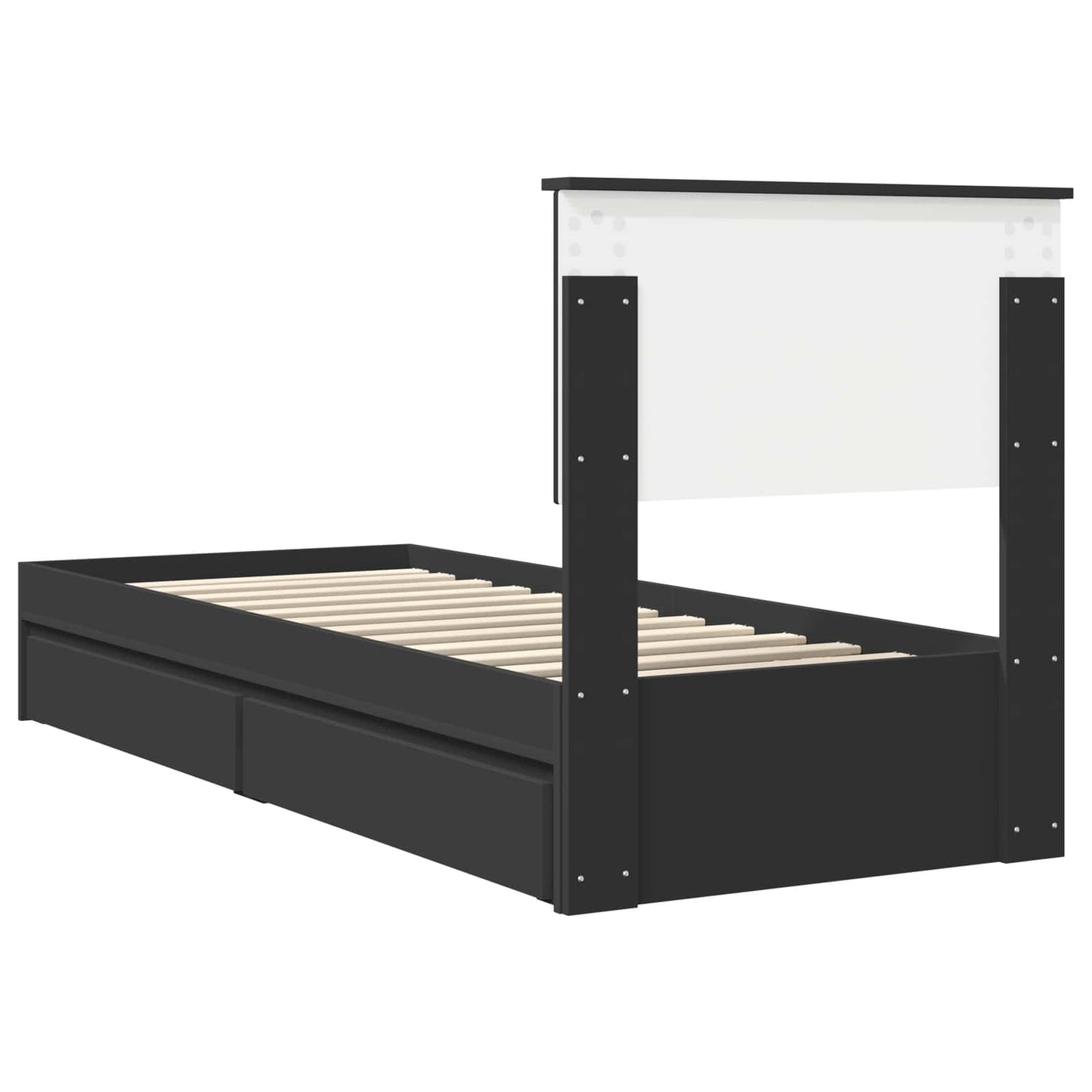Opslag bed met hoofdeinde Zwart 75 x 190 cm Bewerkt hout is nu te koop bij PeponiXL, paradijselijk wonen!