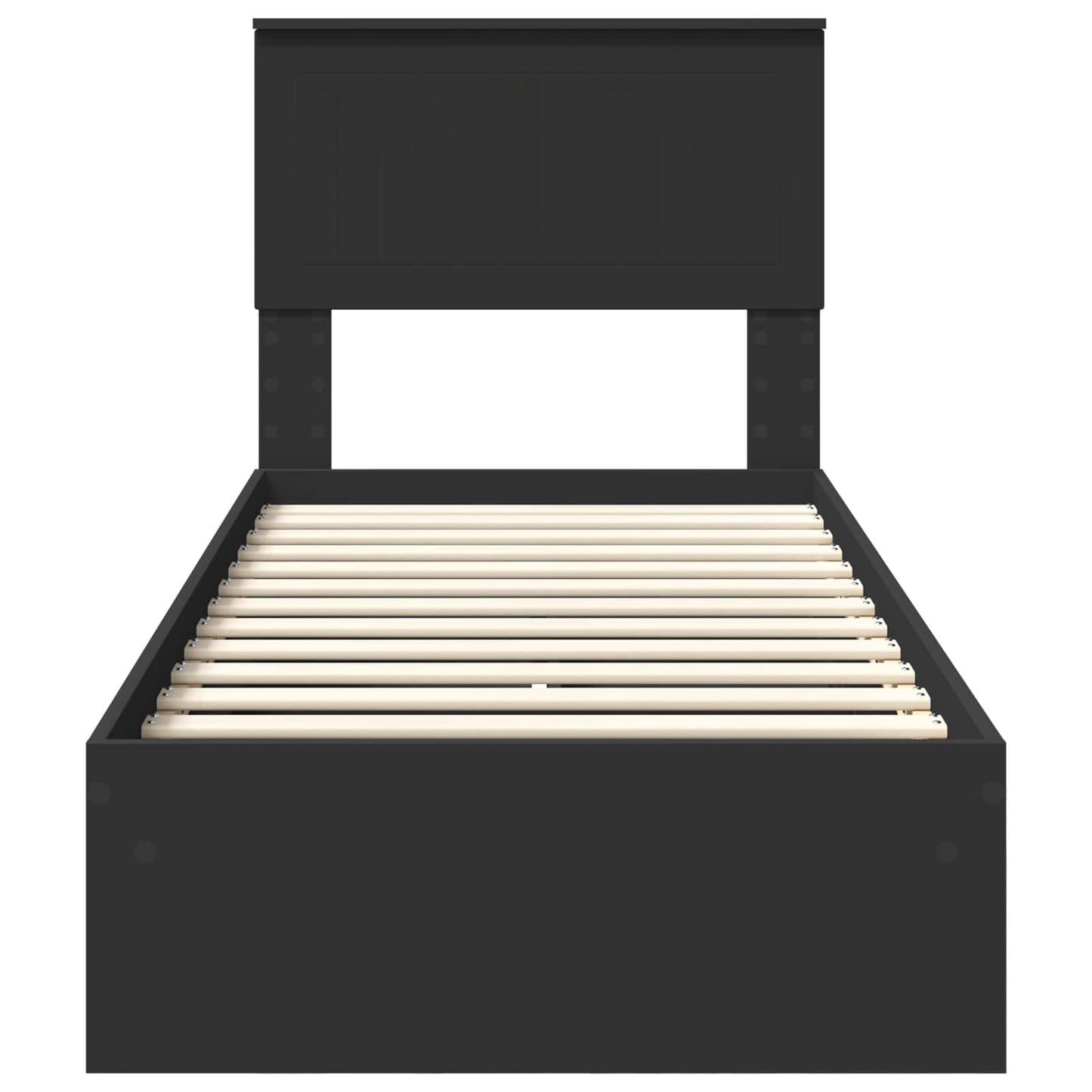 Opslag bed met hoofdeinde Zwart 75 x 190 cm Bewerkt hout is nu te koop bij PeponiXL, paradijselijk wonen!