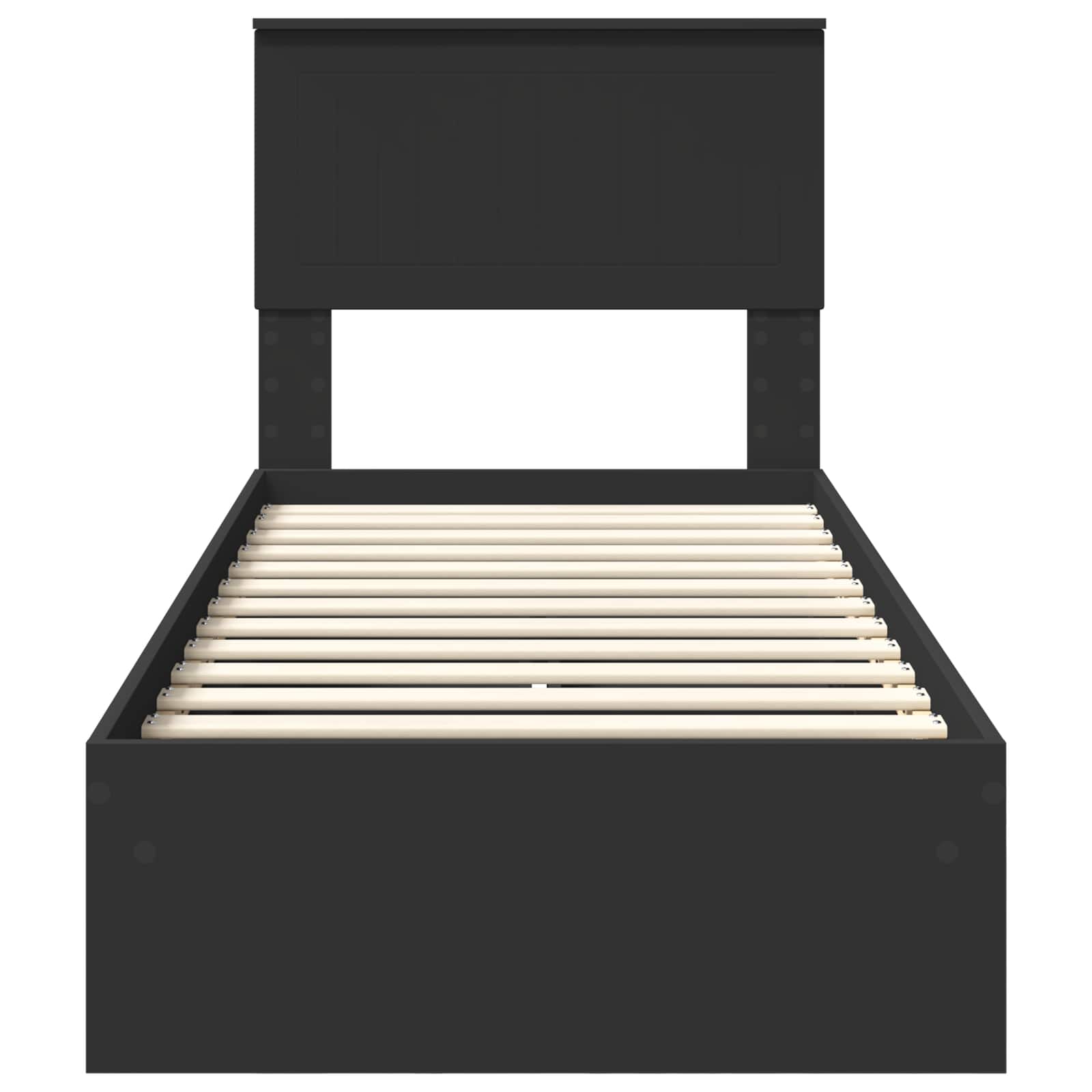 Opslag bed met hoofdeinde Zwart 75 x 190 cm Bewerkt hout is nu te koop bij PeponiXL, paradijselijk wonen!