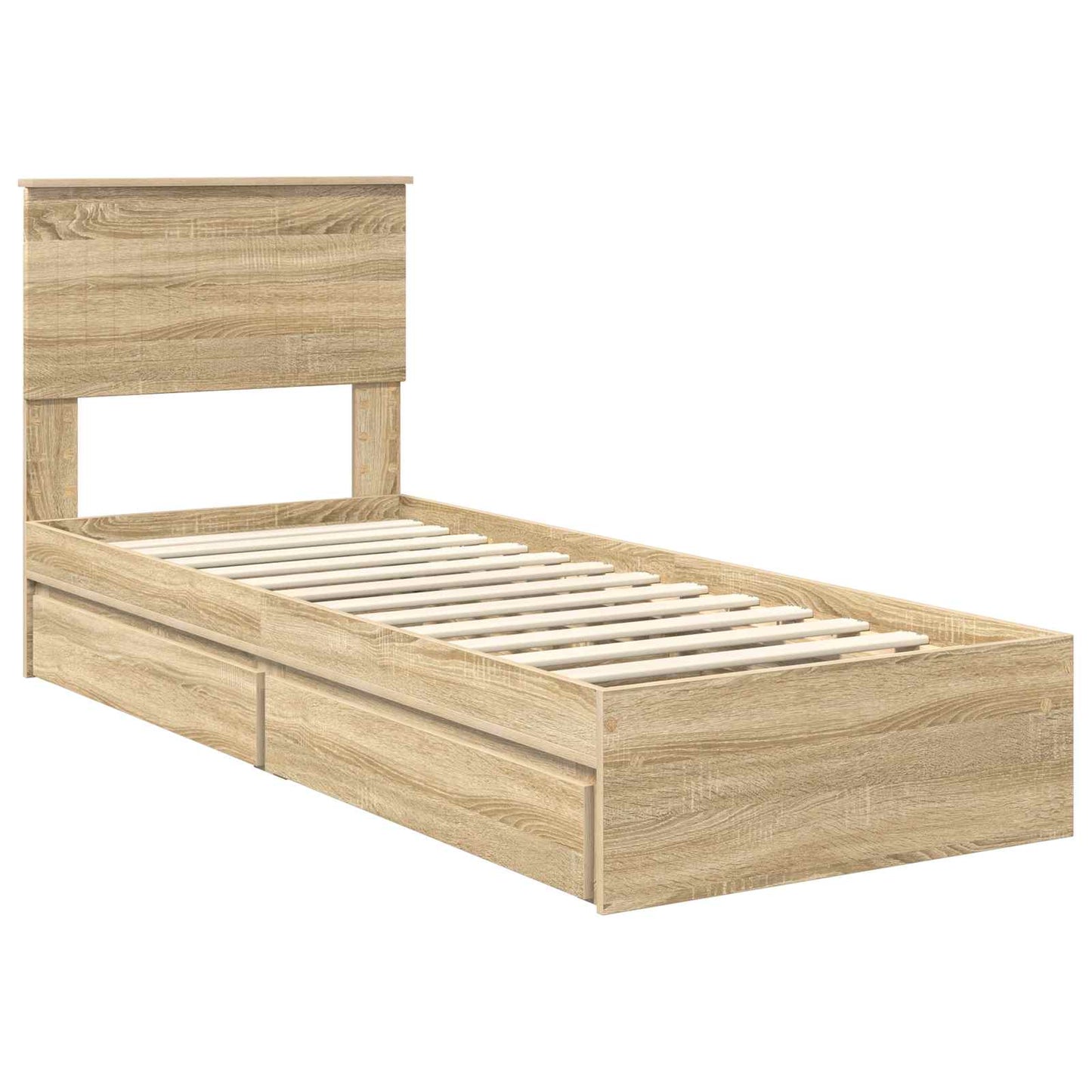 Opslag bed met hoofdeinde Sonoma Eiken 75 x 190 cm Bewerkt hout is nu te koop bij PeponiXL, paradijselijk wonen!