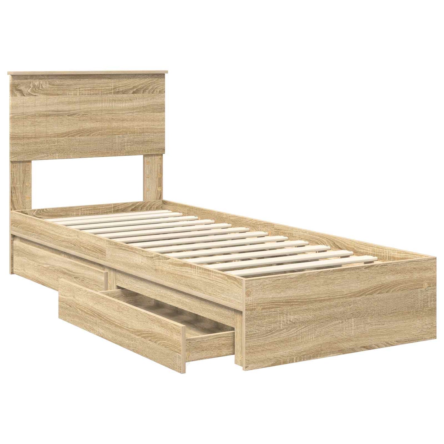 Opslag bed met hoofdeinde Sonoma Eiken 75 x 190 cm Bewerkt hout is nu te koop bij PeponiXL, paradijselijk wonen!