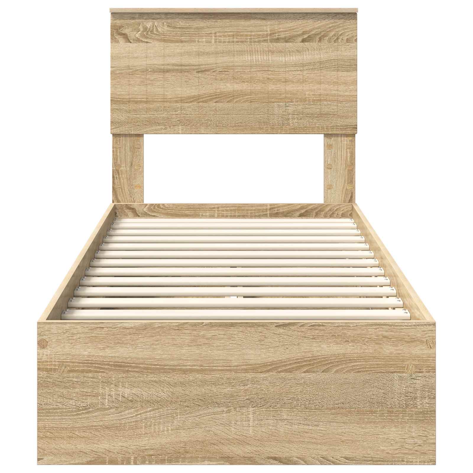 Opslag bed met hoofdeinde Sonoma Eiken 75 x 190 cm Bewerkt hout is nu te koop bij PeponiXL, paradijselijk wonen!