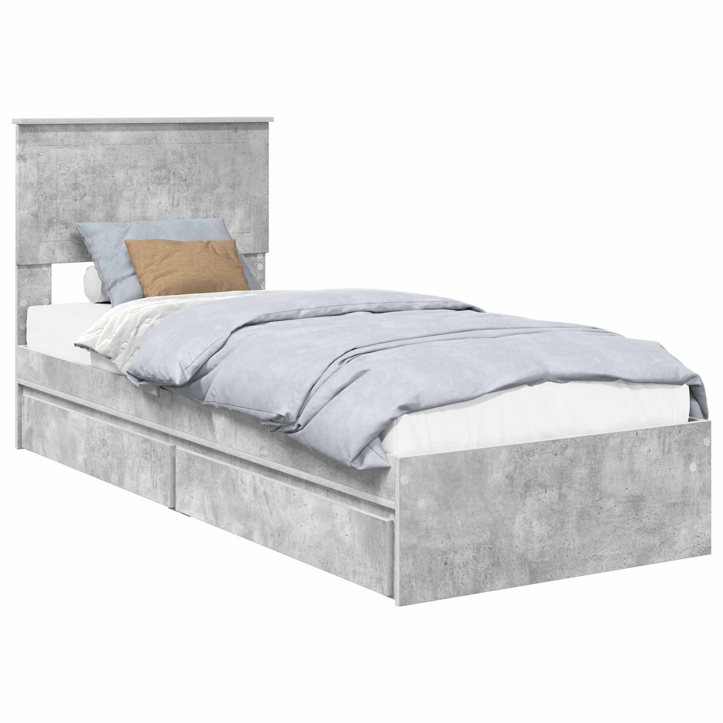 Opslag bed met hoofdeinde Beton Grijs 75 x 190 cm Bewerkt hout is nu te koop bij PeponiXL, paradijselijk wonen!