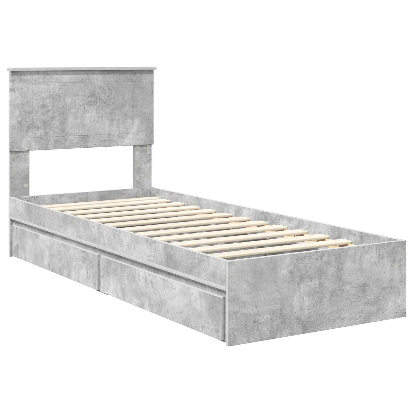 Opslag bed met hoofdeinde Beton Grijs 75 x 190 cm Bewerkt hout is nu te koop bij PeponiXL, paradijselijk wonen!