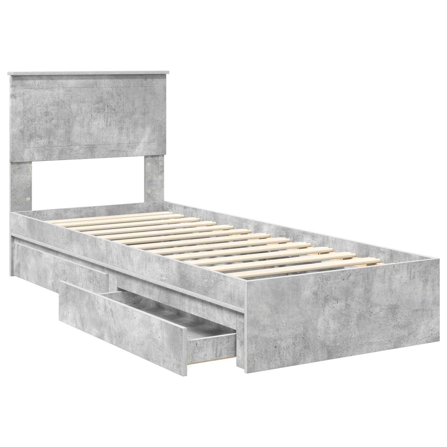 Opslag bed met hoofdeinde Beton Grijs 75 x 190 cm Bewerkt hout is nu te koop bij PeponiXL, paradijselijk wonen!