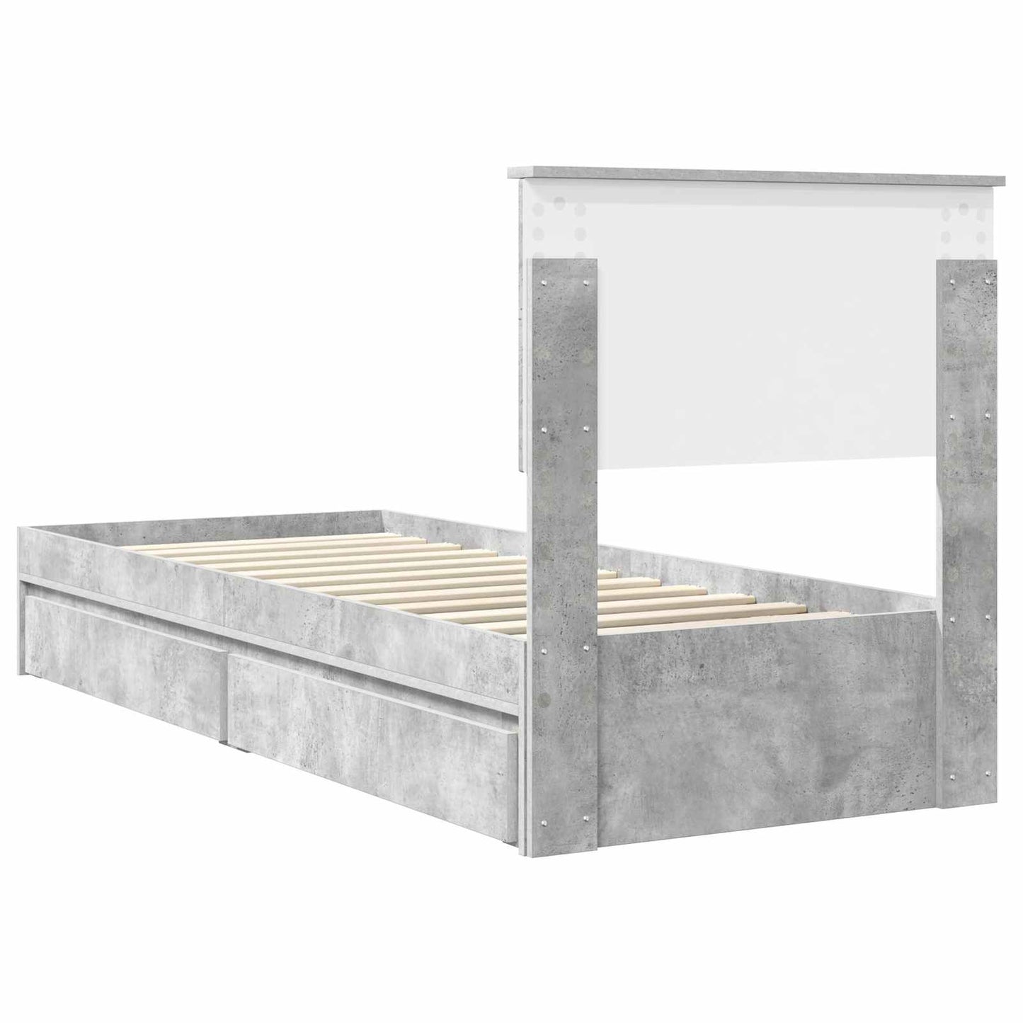 Opslag bed met hoofdeinde Beton Grijs 75 x 190 cm Bewerkt hout is nu te koop bij PeponiXL, paradijselijk wonen!