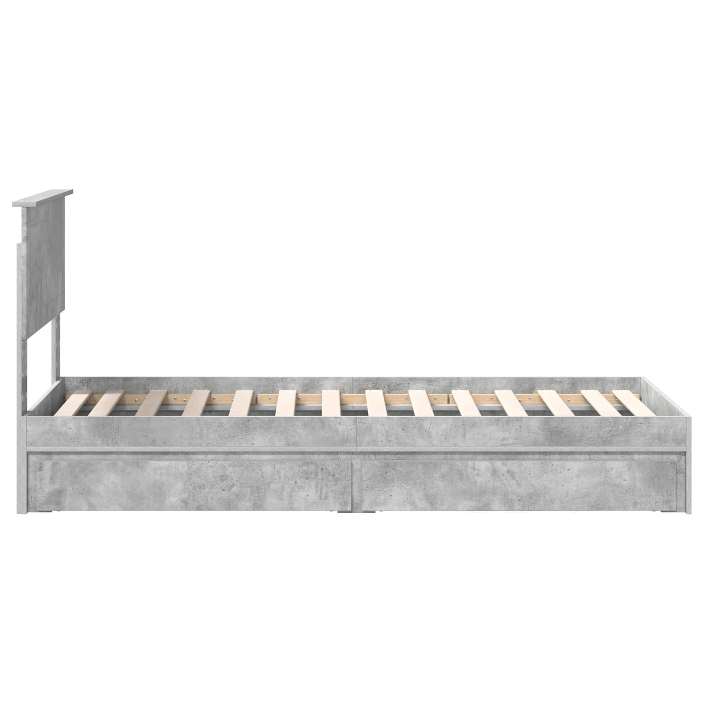 Opslag bed met hoofdeinde Beton Grijs 75 x 190 cm Bewerkt hout is nu te koop bij PeponiXL, paradijselijk wonen!