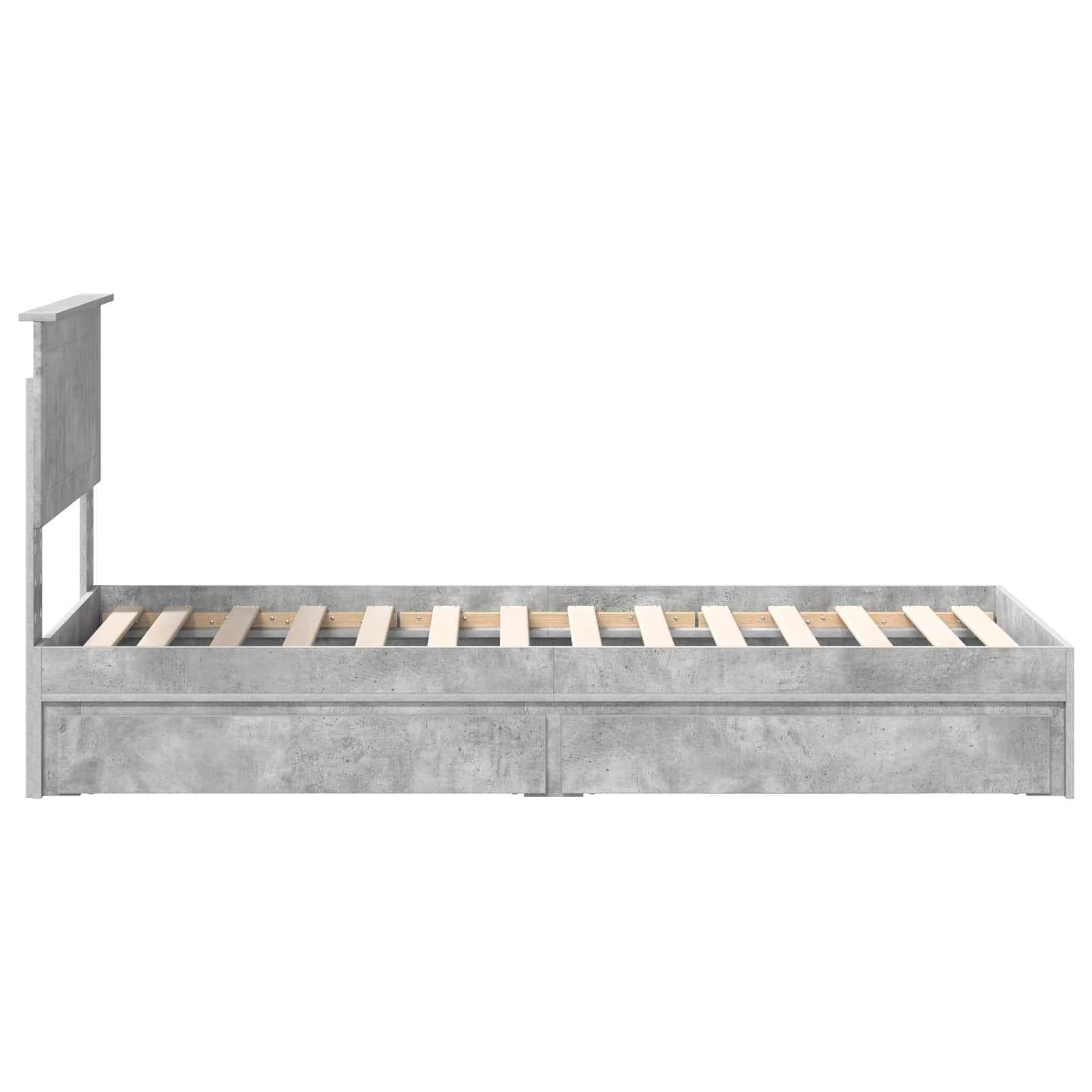 Opslag bed met hoofdeinde Beton Grijs 75 x 190 cm Bewerkt hout is nu te koop bij PeponiXL, paradijselijk wonen!