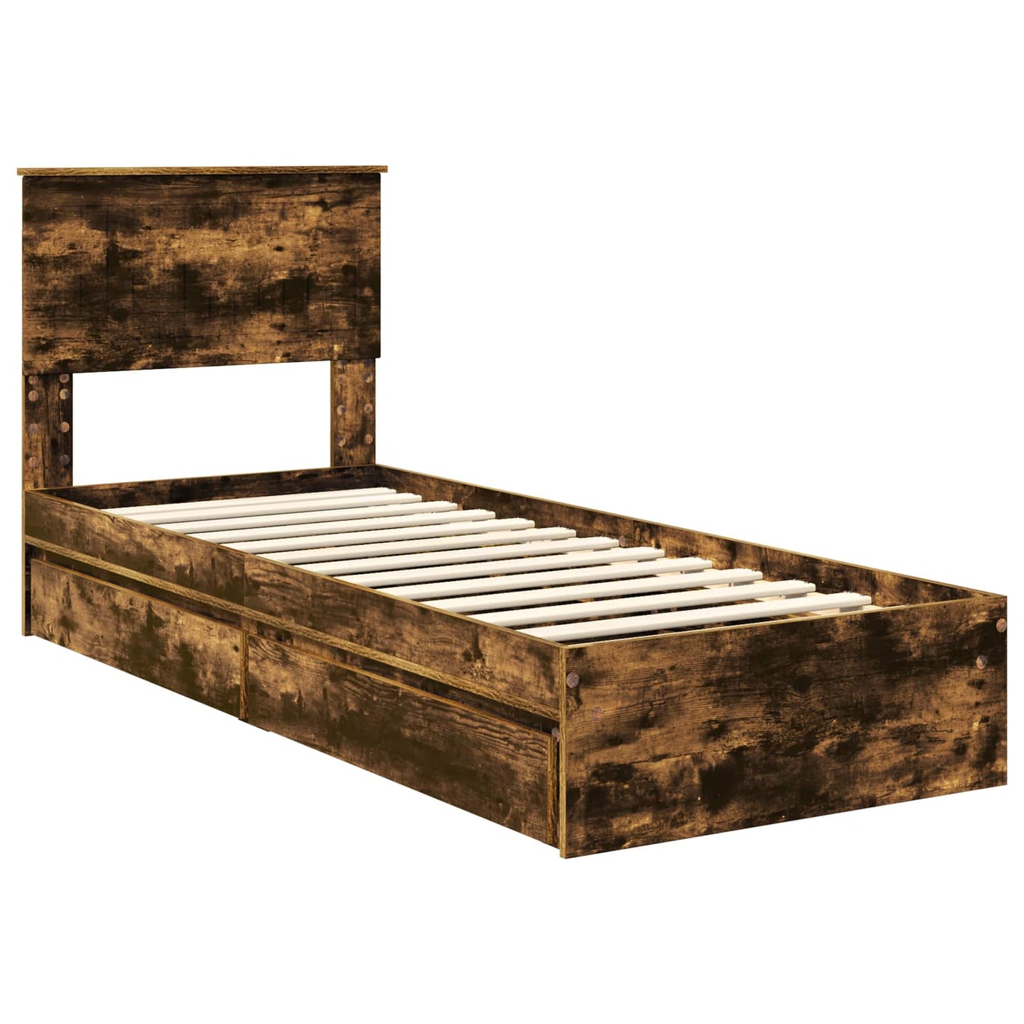 Opslag bed met lade Gerookt eiken 75 x 190 cm Bewerkt hout is nu te koop bij PeponiXL, paradijselijk wonen!