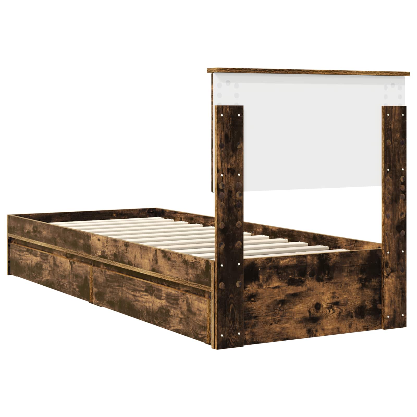 Opslag bed met lade Gerookt eiken 75 x 190 cm Bewerkt hout is nu te koop bij PeponiXL, paradijselijk wonen!