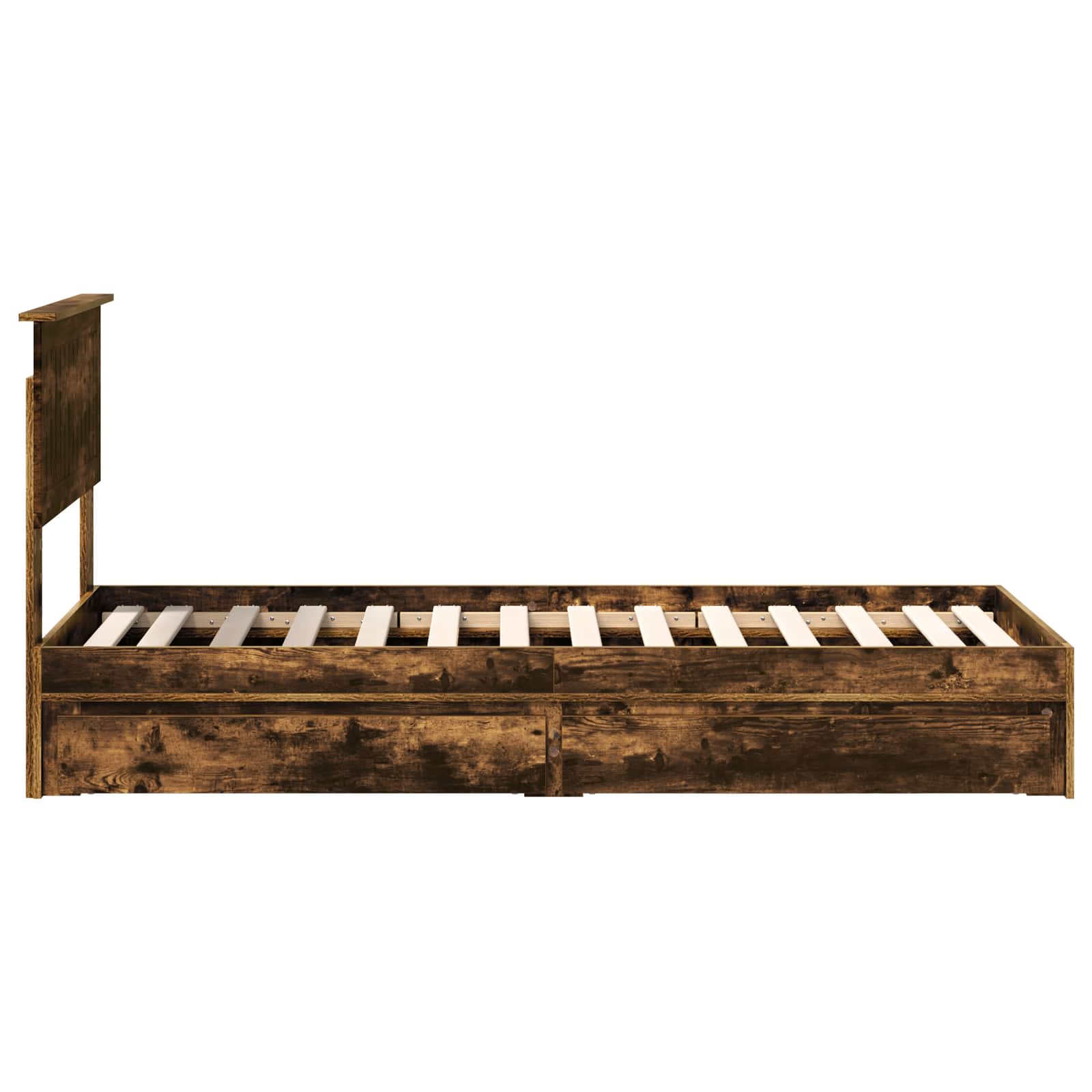 Opslag bed met lade Gerookt eiken 75 x 190 cm Bewerkt hout is nu te koop bij PeponiXL, paradijselijk wonen!