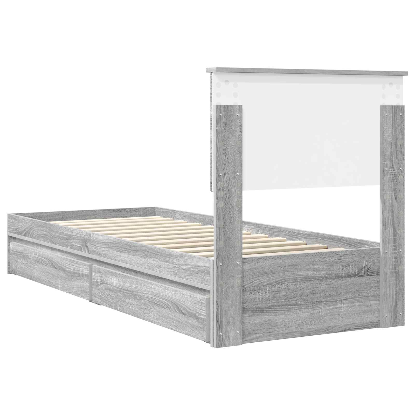 Opslag bed met hoofdeinde Grijs Sonoma 75 x 190 cm Bewerkt hout is nu te koop bij PeponiXL, paradijselijk wonen!