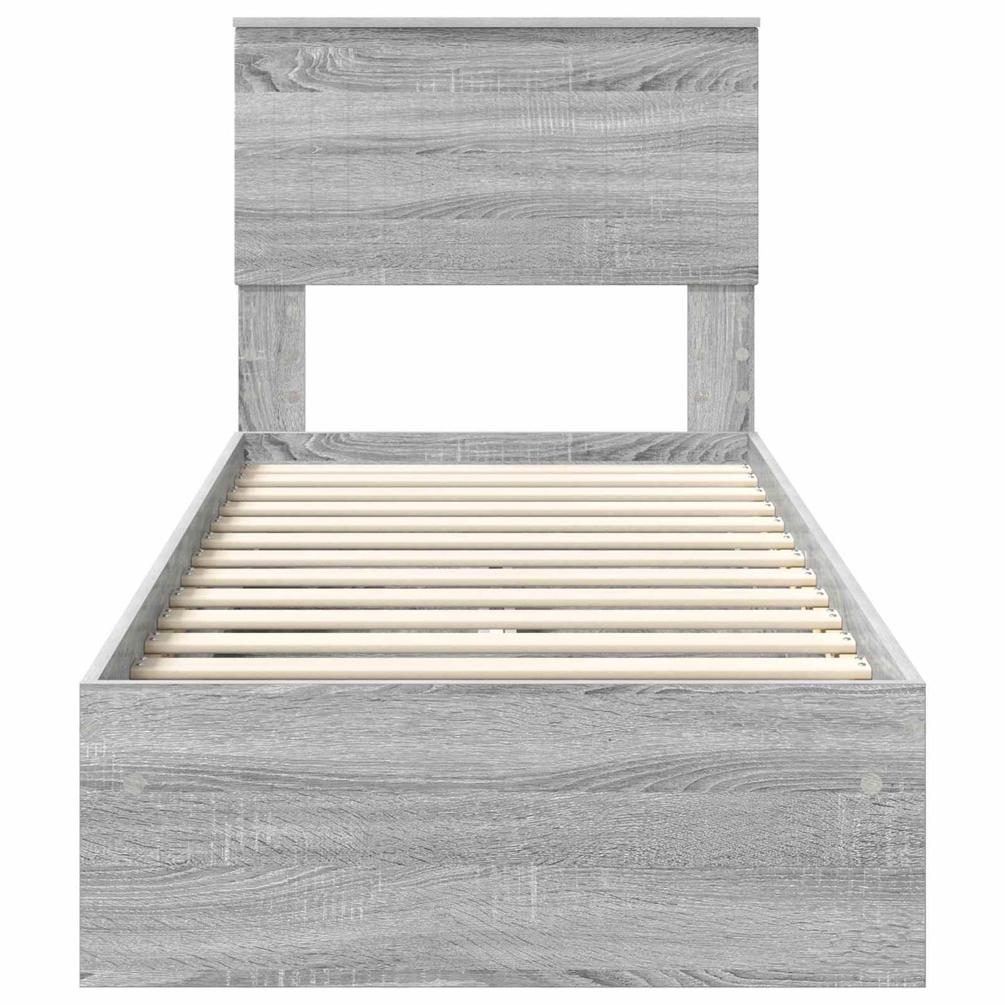 Opslag bed met hoofdeinde Grijs Sonoma 75 x 190 cm Bewerkt hout is nu te koop bij PeponiXL, paradijselijk wonen!