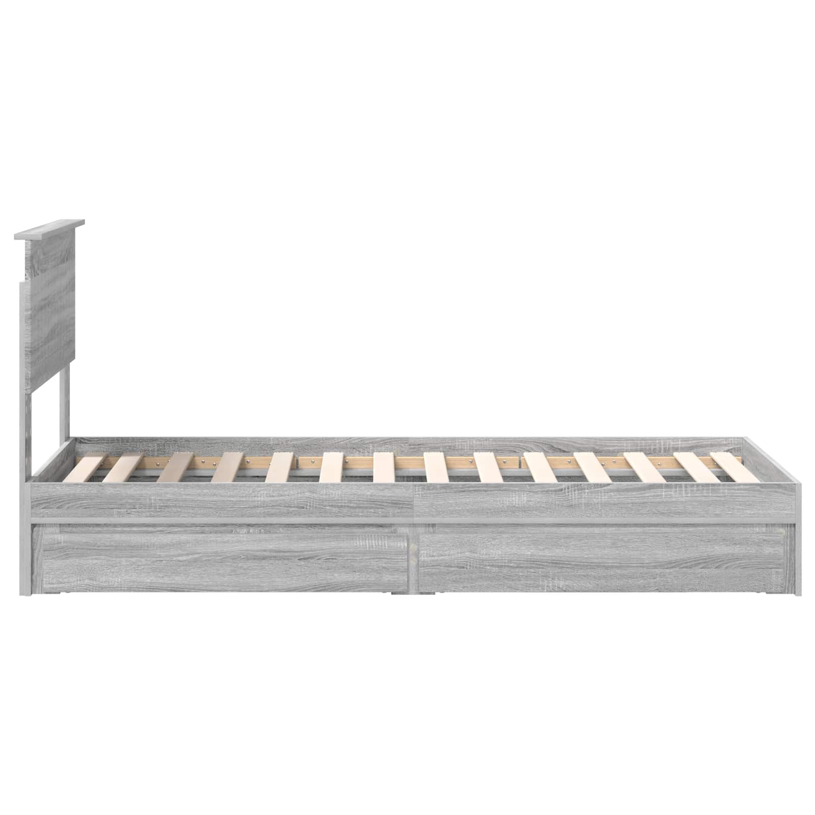 Opslag bed met hoofdeinde Grijs Sonoma 75 x 190 cm Bewerkt hout is nu te koop bij PeponiXL, paradijselijk wonen!