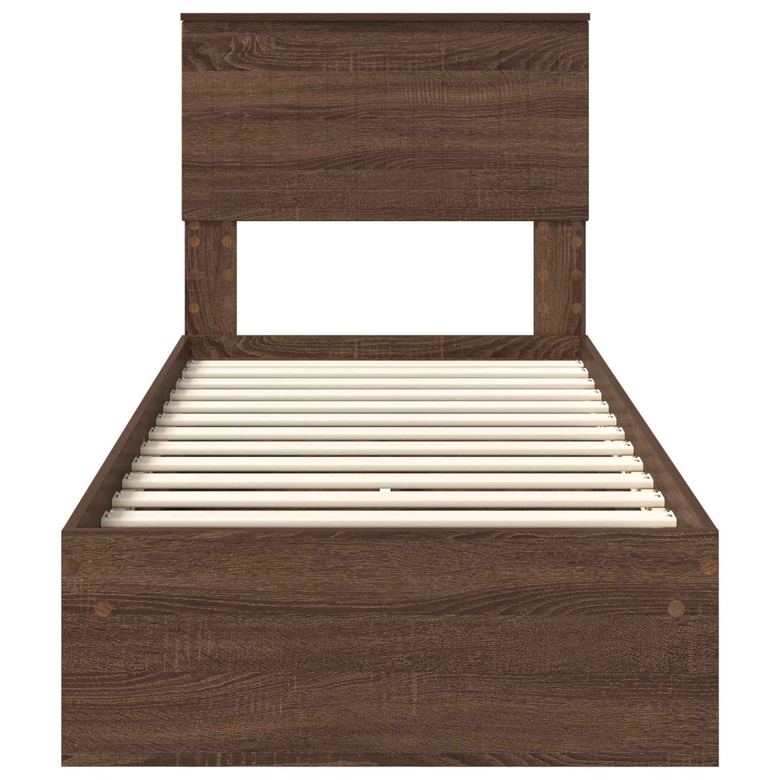 Opslag bed met hoofdeinde Bruin Eiken 75 x 190 cm Bewerkt hout is nu te koop bij PeponiXL, paradijselijk wonen!
