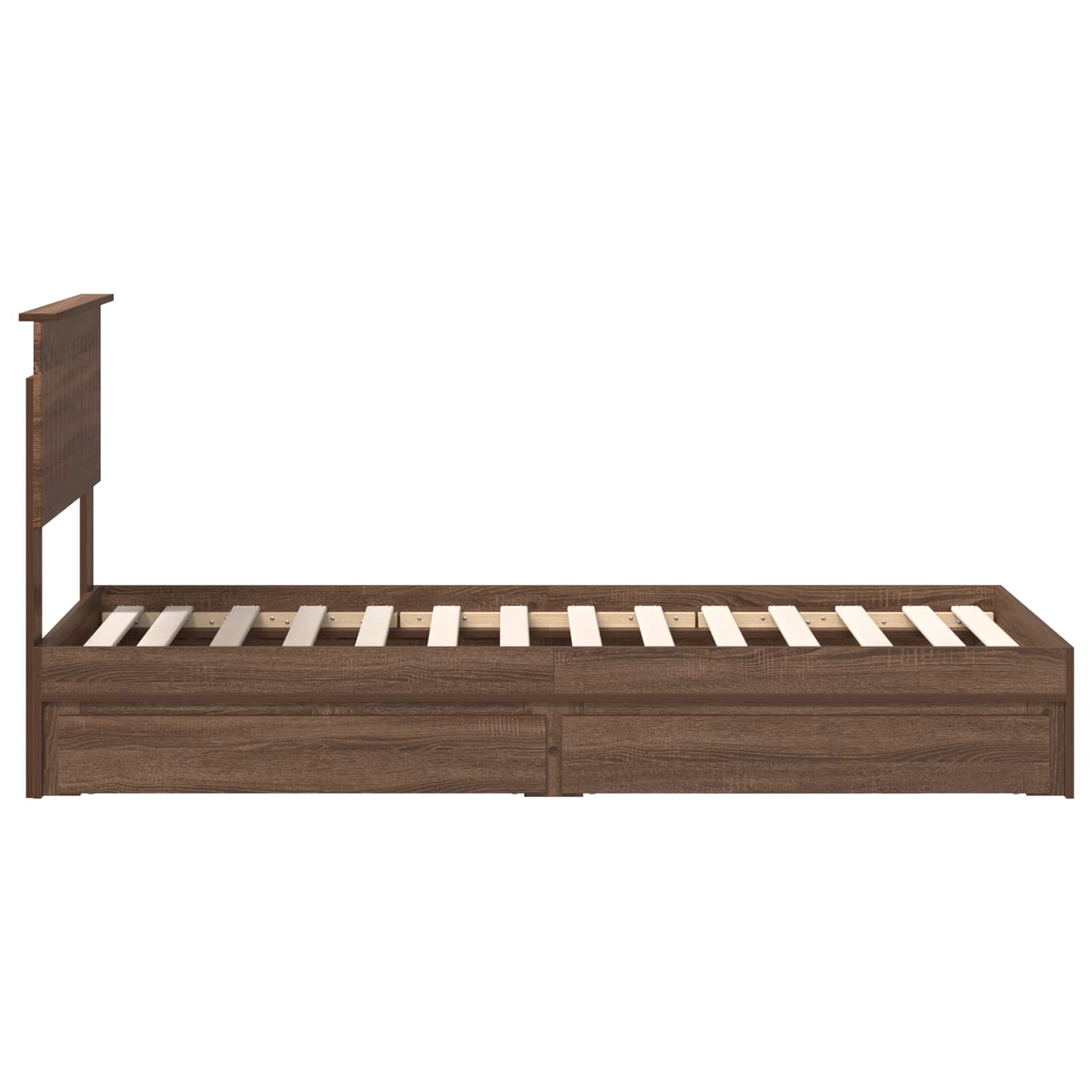 Opslag bed met hoofdeinde Bruin Eiken 75 x 190 cm Bewerkt hout is nu te koop bij PeponiXL, paradijselijk wonen!