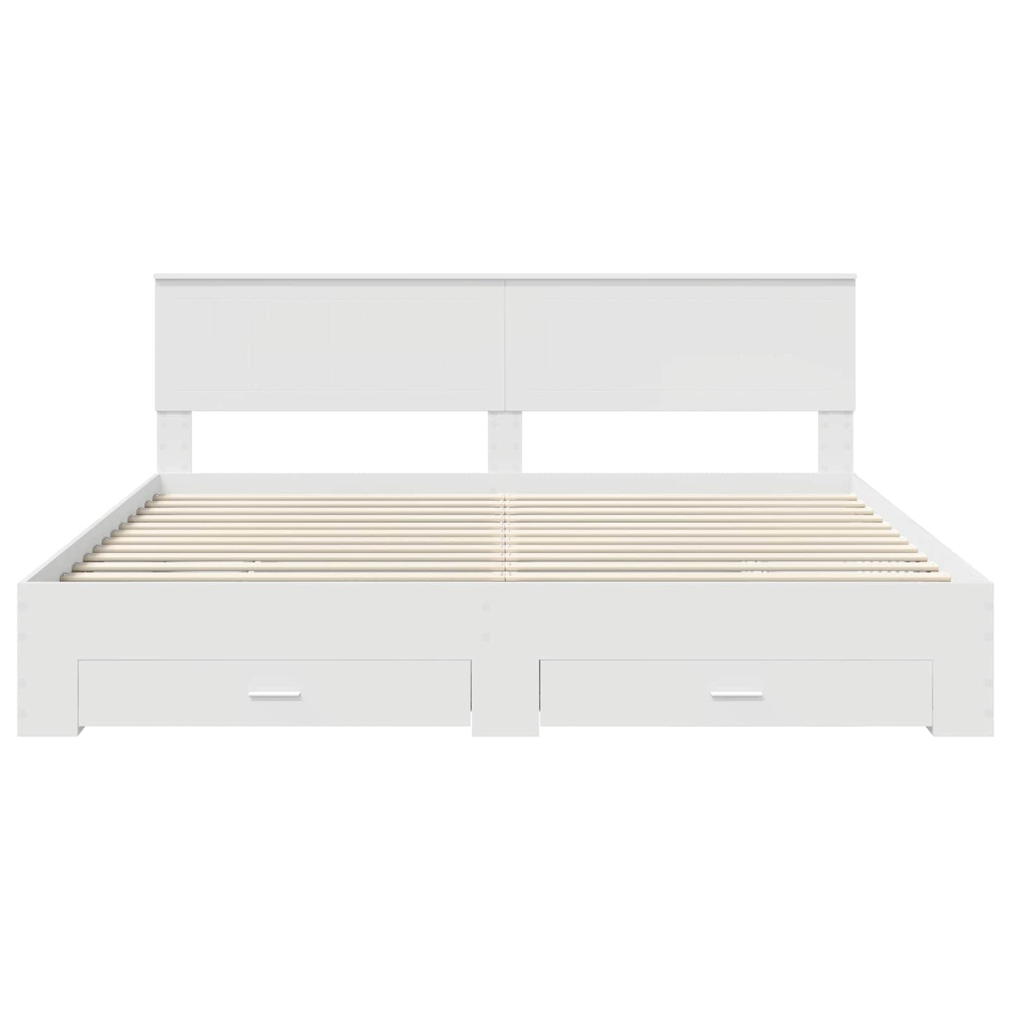 Bedframe met hoofdeinde met lade Wit 200 x 200 cm Bewerkt hout is nu te koop bij PeponiXL, paradijselijk wonen!
