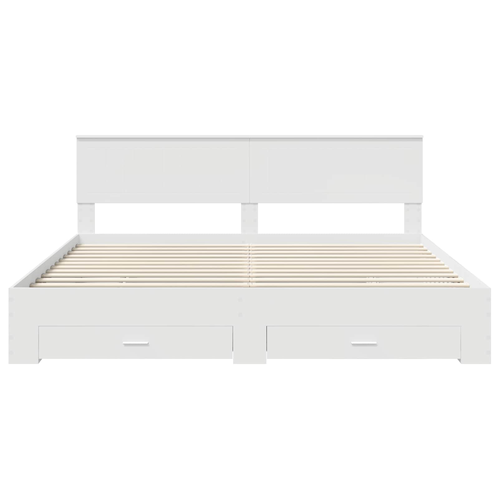 Bedframe met hoofdeinde met lade Wit 200 x 200 cm Bewerkt hout is nu te koop bij PeponiXL, paradijselijk wonen!