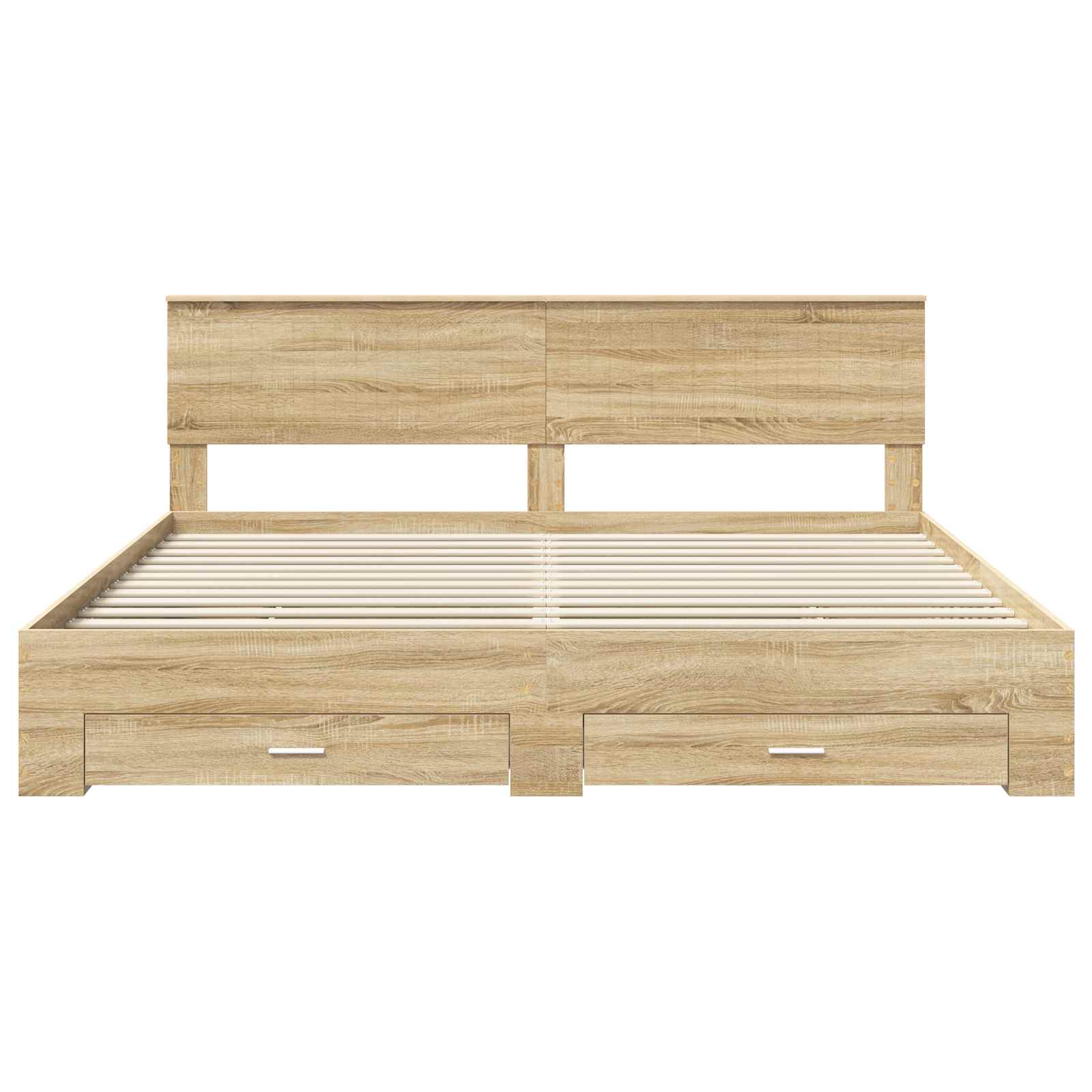 Bedframe met hoofdeinde Sonoma Eiken 200 x 200 cm Bewerkt hout is nu te koop bij PeponiXL, paradijselijk wonen!