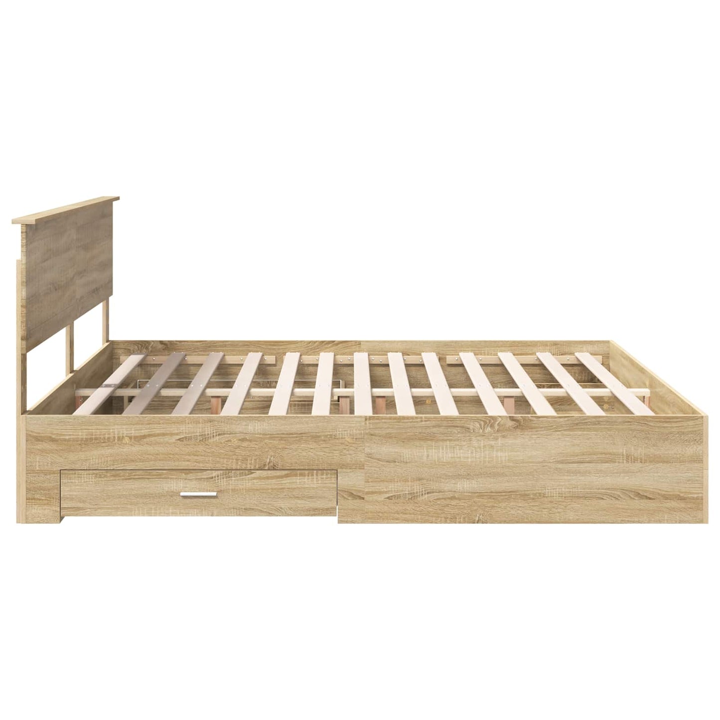 Bedframe met hoofdeinde Sonoma Eiken 200 x 200 cm Bewerkt hout is nu te koop bij PeponiXL, paradijselijk wonen!