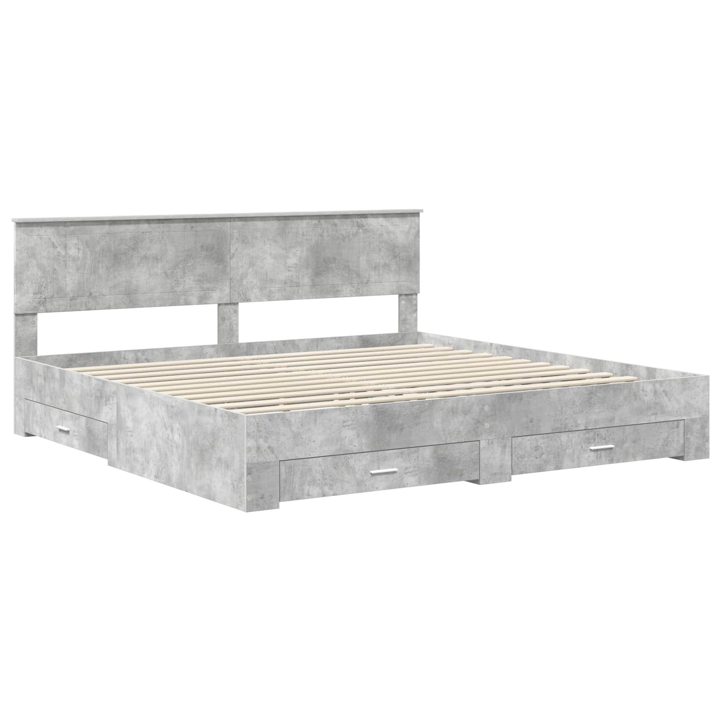 Bedframe met hoofdeinde Beton Grijs 200 x 200 cm Bewerkt hout is nu te koop bij PeponiXL, paradijselijk wonen!