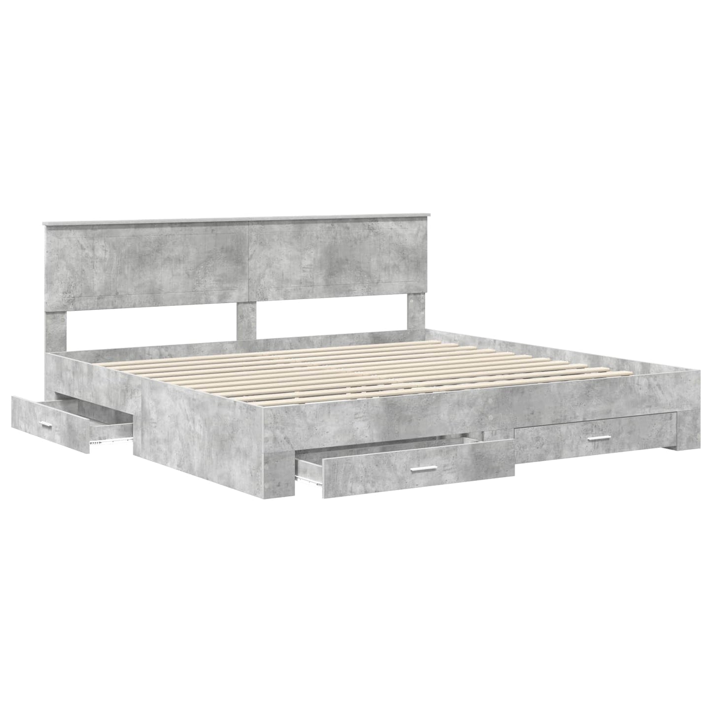 Bedframe met hoofdeinde Beton Grijs 200 x 200 cm Bewerkt hout is nu te koop bij PeponiXL, paradijselijk wonen!