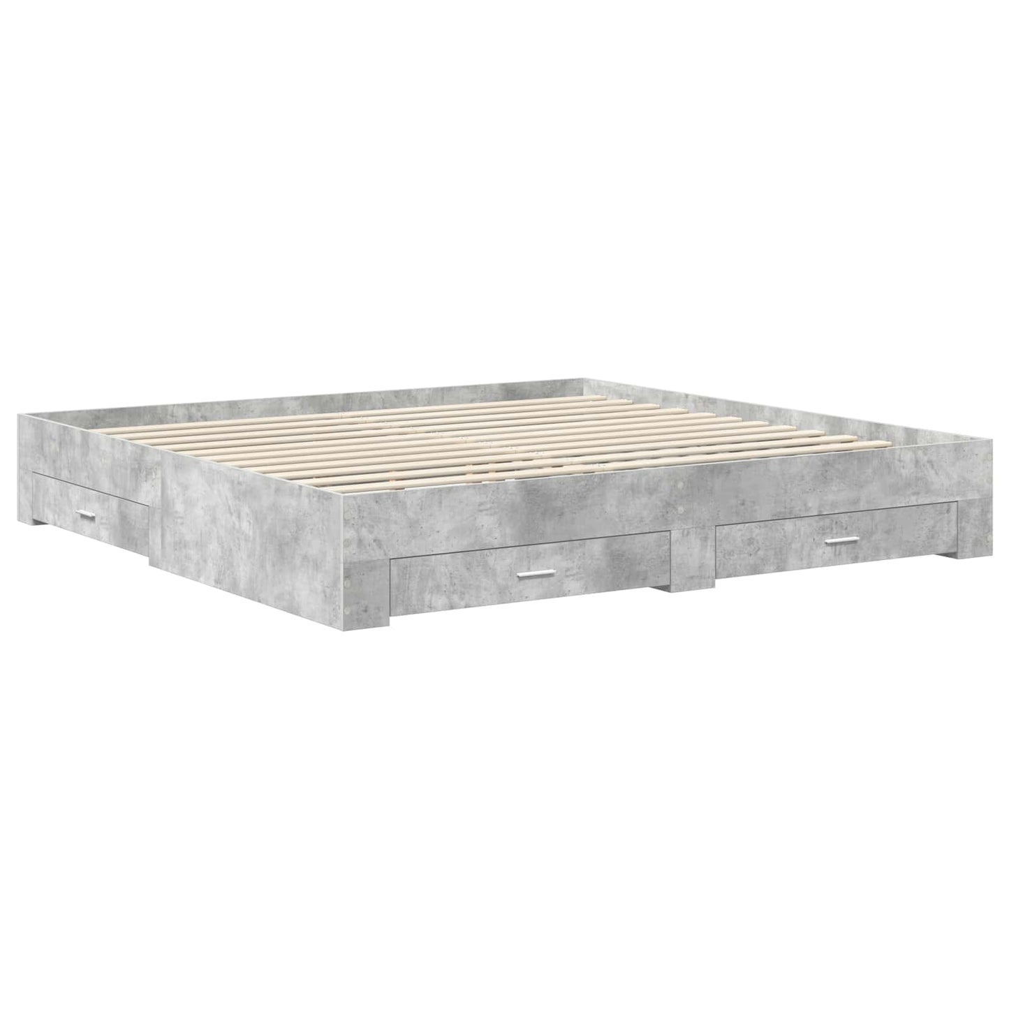 Bedframe met hoofdeinde Beton Grijs 200 x 200 cm Bewerkt hout is nu te koop bij PeponiXL, paradijselijk wonen!