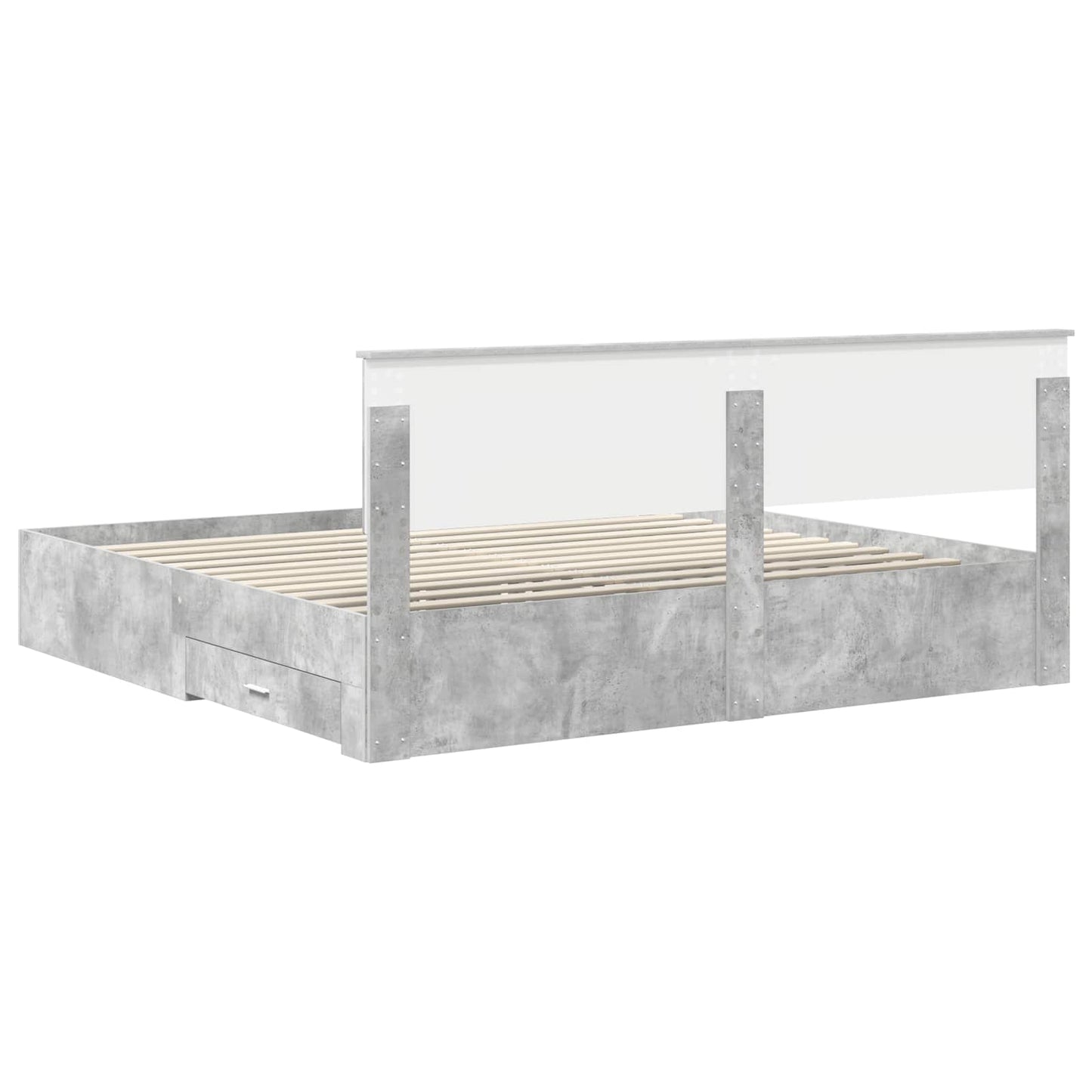 Bedframe met hoofdeinde Beton Grijs 200 x 200 cm Bewerkt hout is nu te koop bij PeponiXL, paradijselijk wonen!
