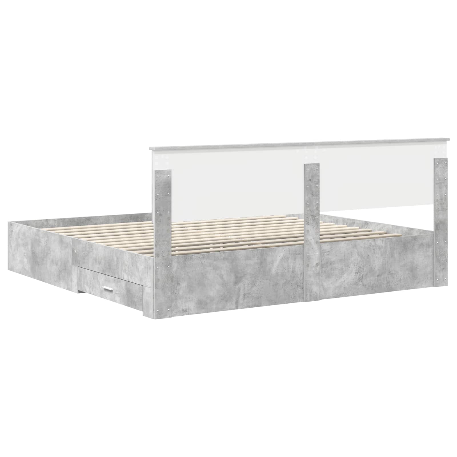 Bedframe met hoofdeinde Beton Grijs 200 x 200 cm Bewerkt hout is nu te koop bij PeponiXL, paradijselijk wonen!