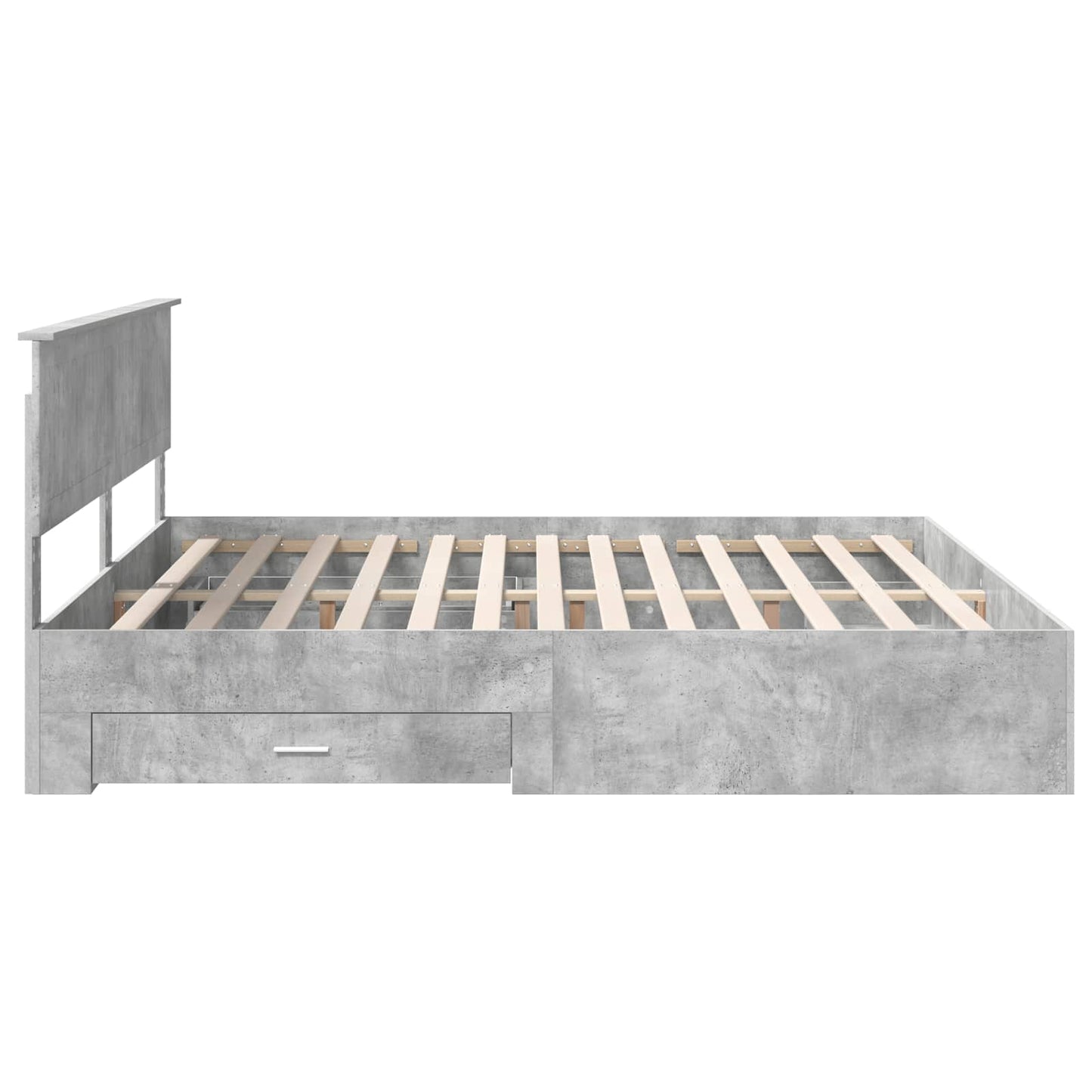 Bedframe met hoofdeinde Beton Grijs 200 x 200 cm Bewerkt hout is nu te koop bij PeponiXL, paradijselijk wonen!