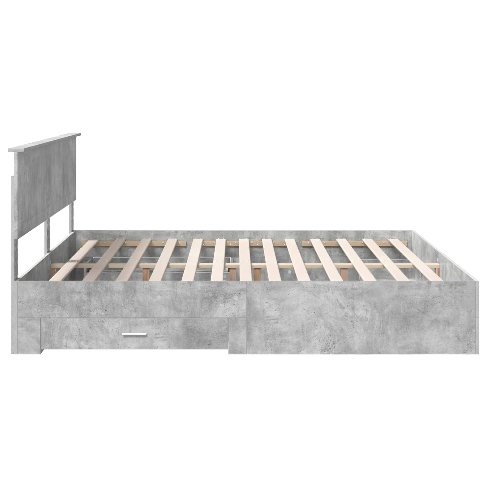 Bedframe met hoofdeinde Beton Grijs 200 x 200 cm Bewerkt hout is nu te koop bij PeponiXL, paradijselijk wonen!