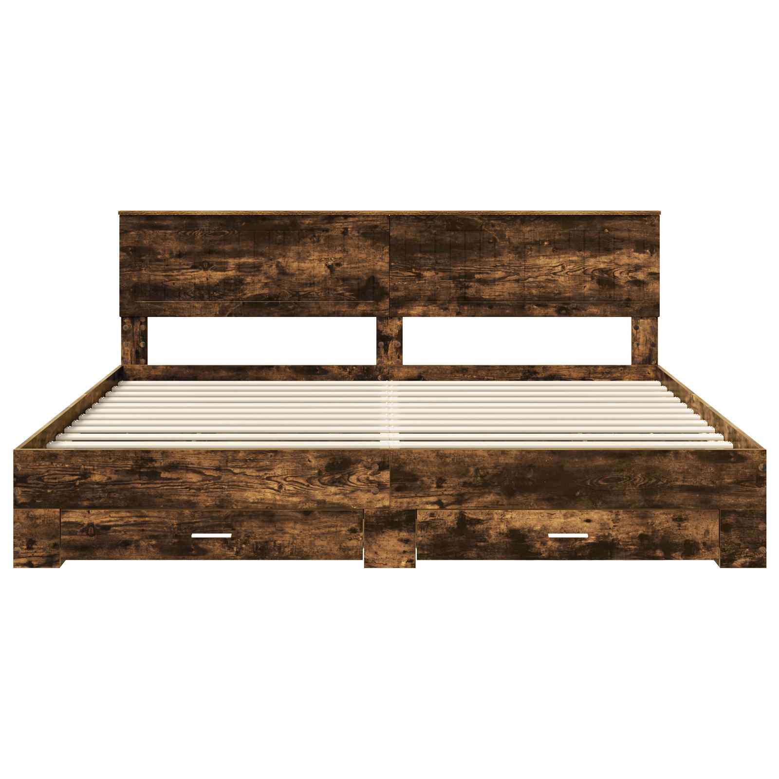 Bedframe met hoofdeinde Gerookt eiken 200 x 200 cm Bewerkt hout is nu te koop bij PeponiXL, paradijselijk wonen!