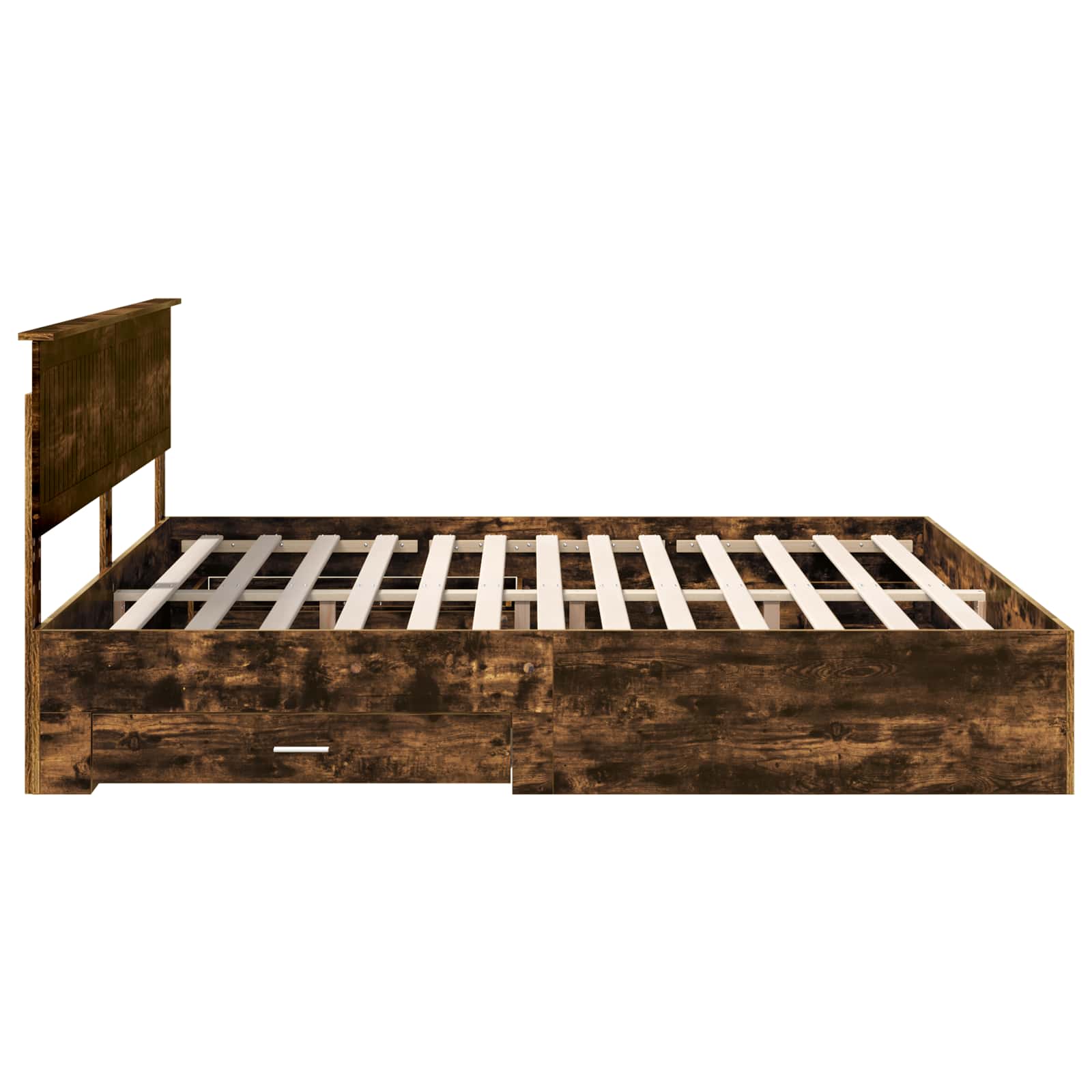 Bedframe met hoofdeinde Gerookt eiken 200 x 200 cm Bewerkt hout is nu te koop bij PeponiXL, paradijselijk wonen!