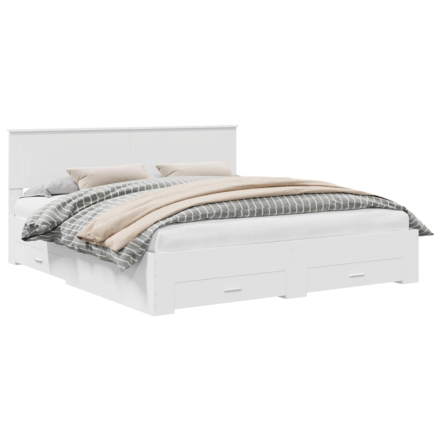 Bedframe met hoofdeinde met lade Wit 180 x 200 cm Bewerkt hout is nu te koop bij PeponiXL, paradijselijk wonen!