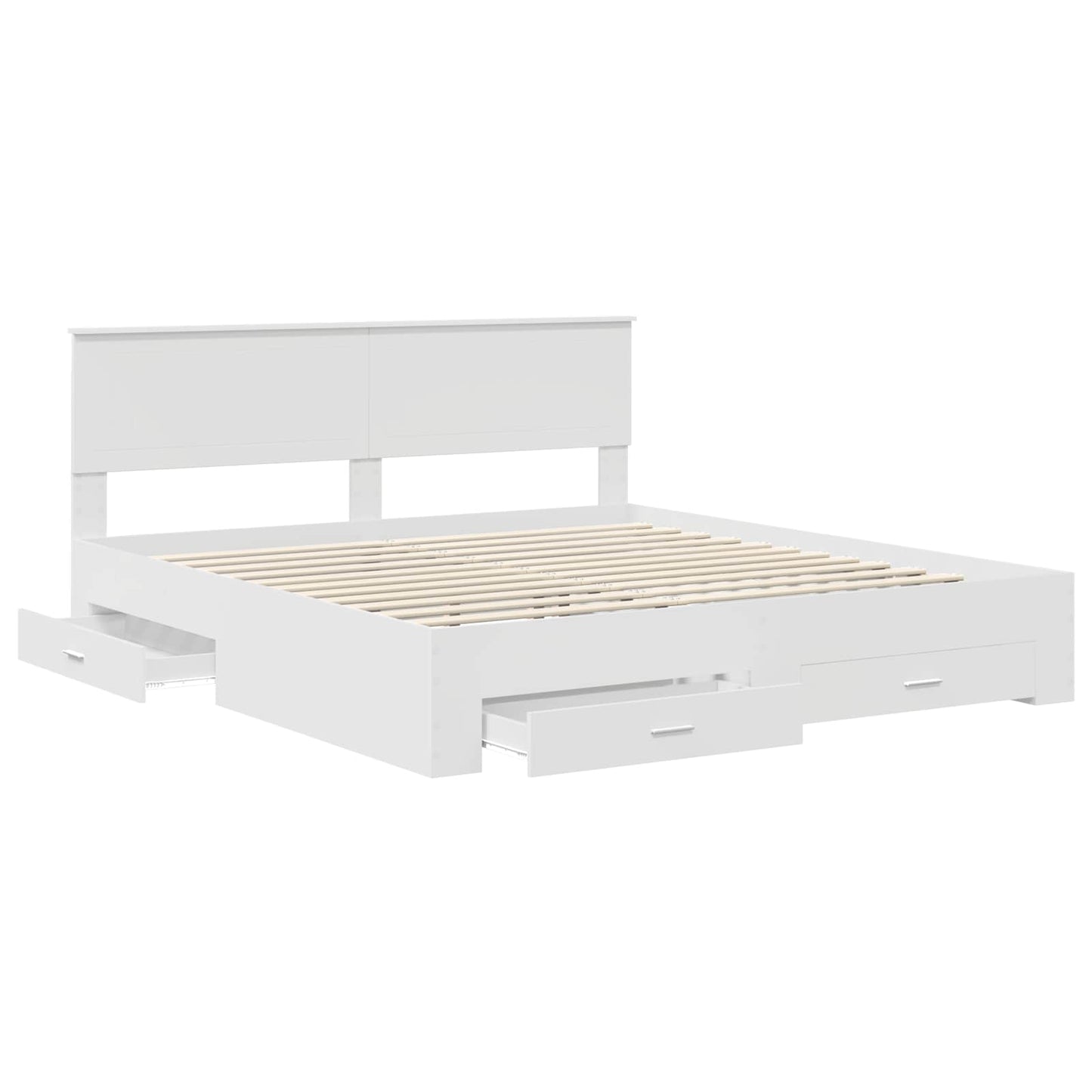 Bedframe met hoofdeinde met lade Wit 180 x 200 cm Bewerkt hout is nu te koop bij PeponiXL, paradijselijk wonen!
