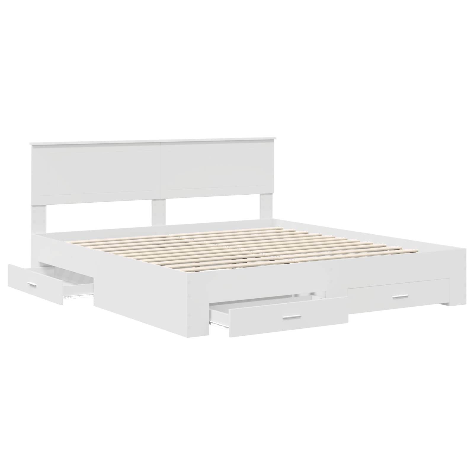 Bedframe met hoofdeinde met lade Wit 180 x 200 cm Bewerkt hout is nu te koop bij PeponiXL, paradijselijk wonen!