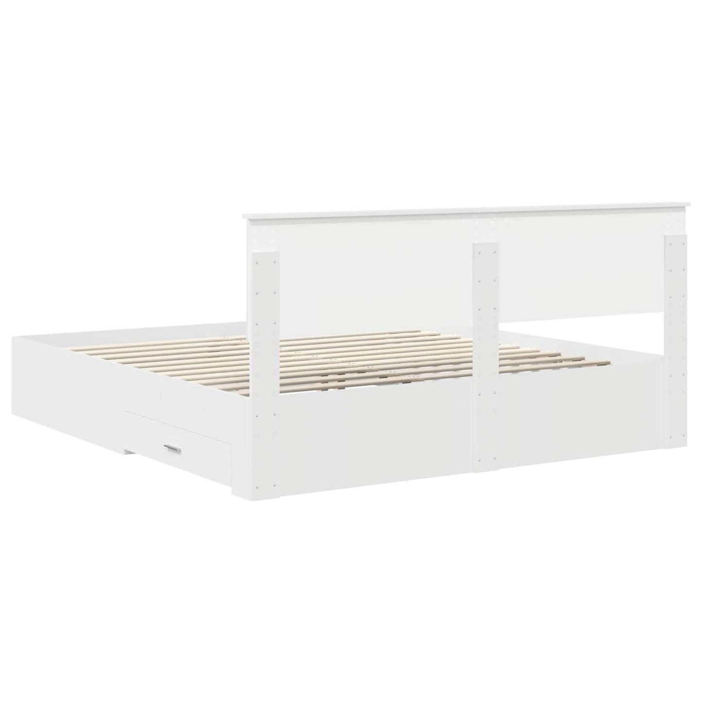 Bedframe met hoofdeinde met lade Wit 180 x 200 cm Bewerkt hout is nu te koop bij PeponiXL, paradijselijk wonen!