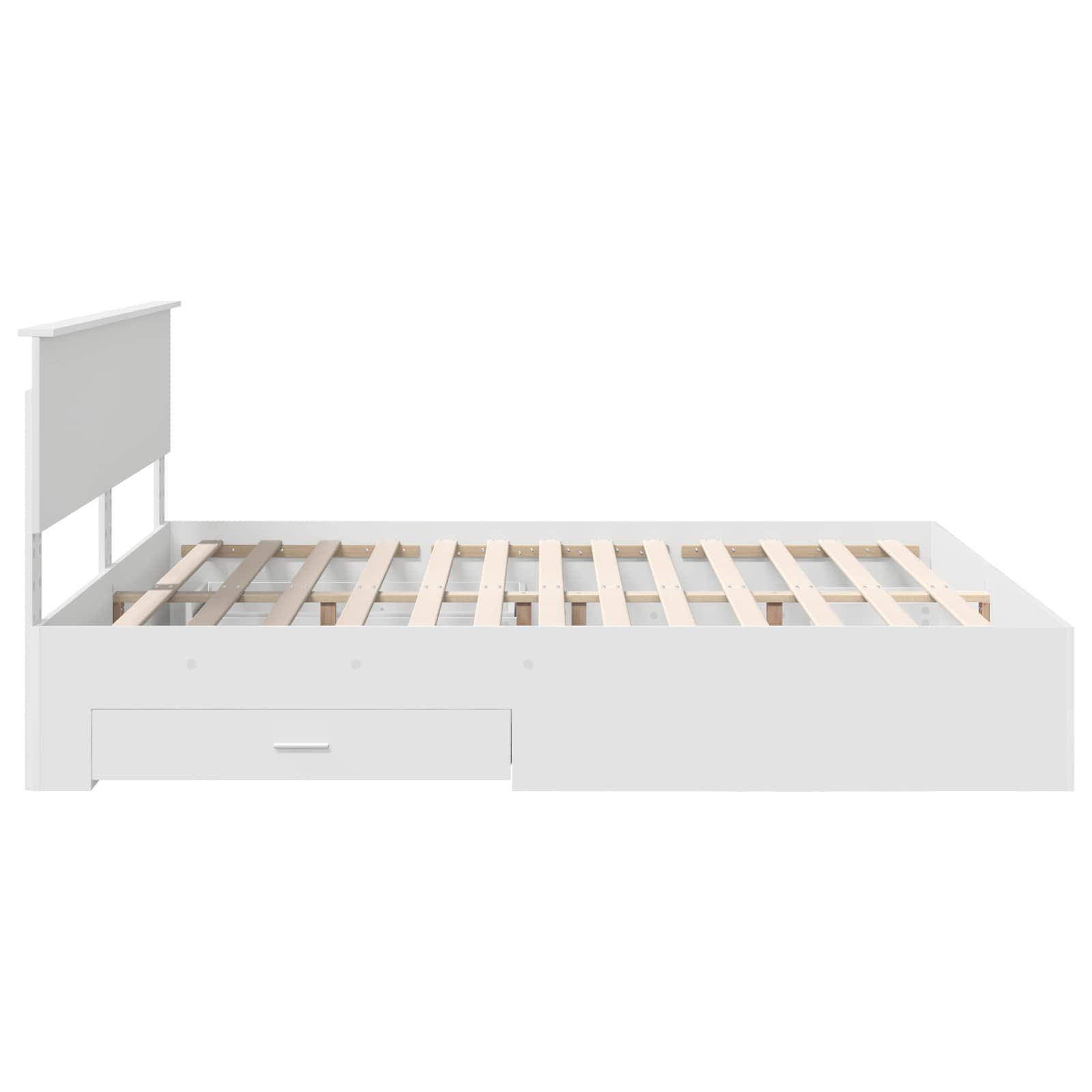 Bedframe met hoofdeinde met lade Wit 180 x 200 cm Bewerkt hout is nu te koop bij PeponiXL, paradijselijk wonen!